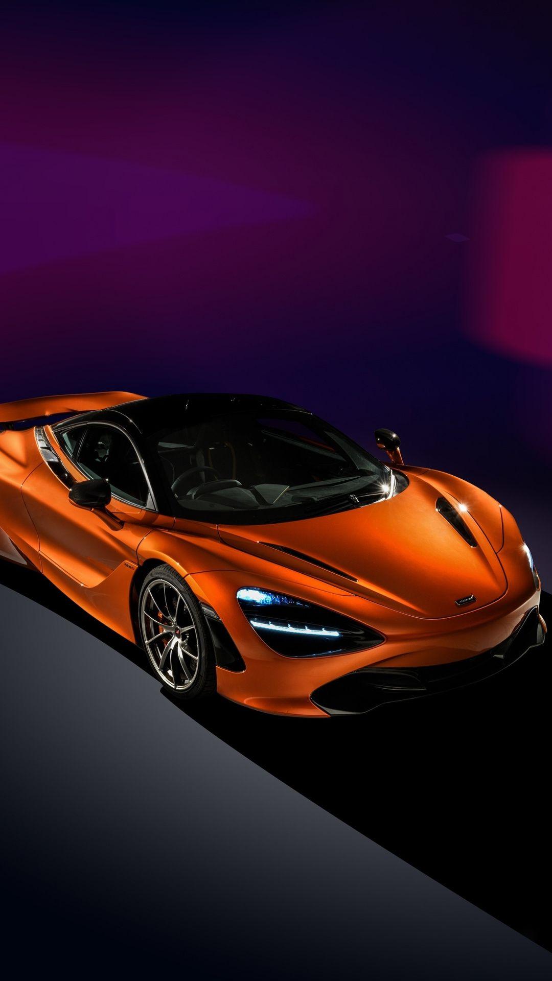 McLaren 720S, sports car, orange, 1080x1920 wallpaper