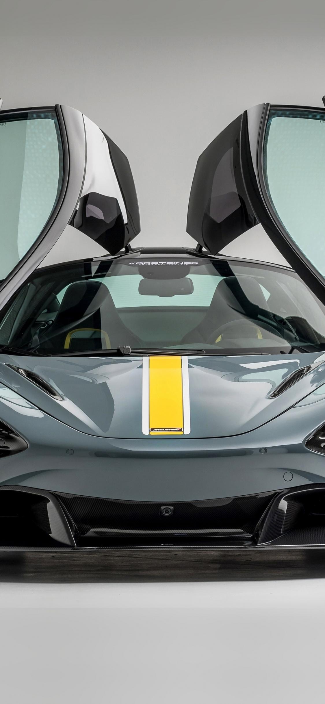 Download 1125x2436 wallpaper sports car, silver, mclaren