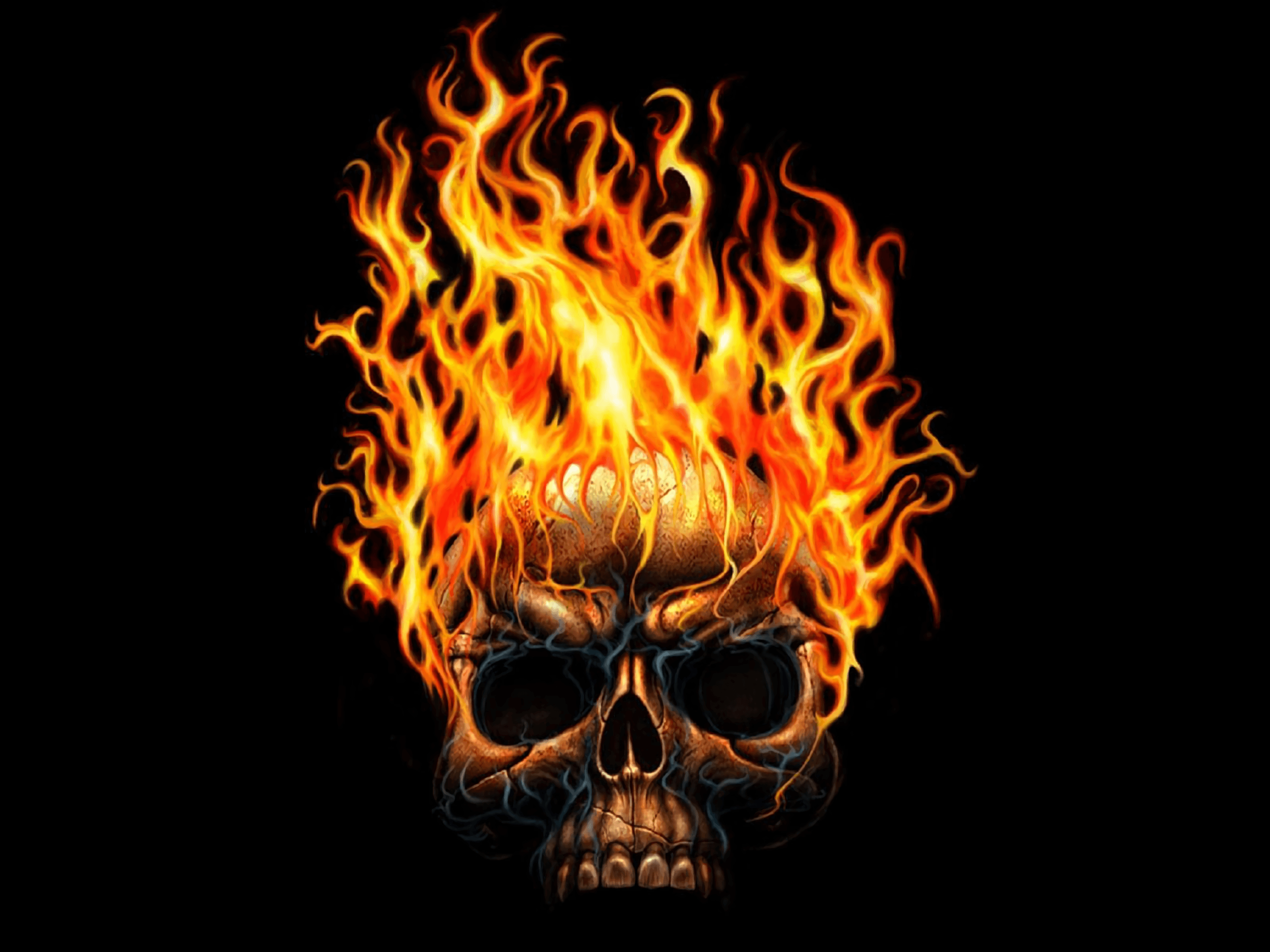 Flaming Skull Wallpaper Free Flaming Skull