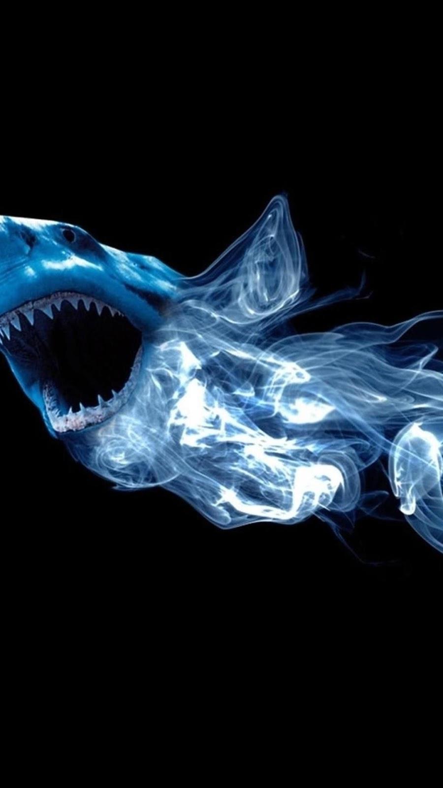 Download Abstract Shark Neon Light Smoke Android Wallpaper