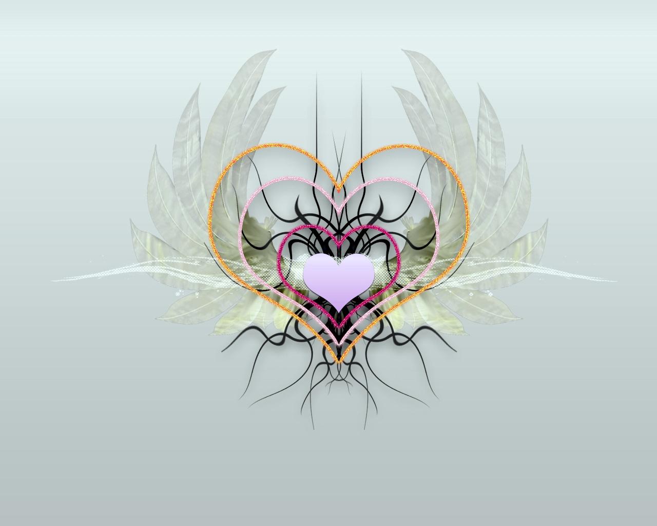 Download wallpaper 1280x1024 heart, wings, drawing HD background