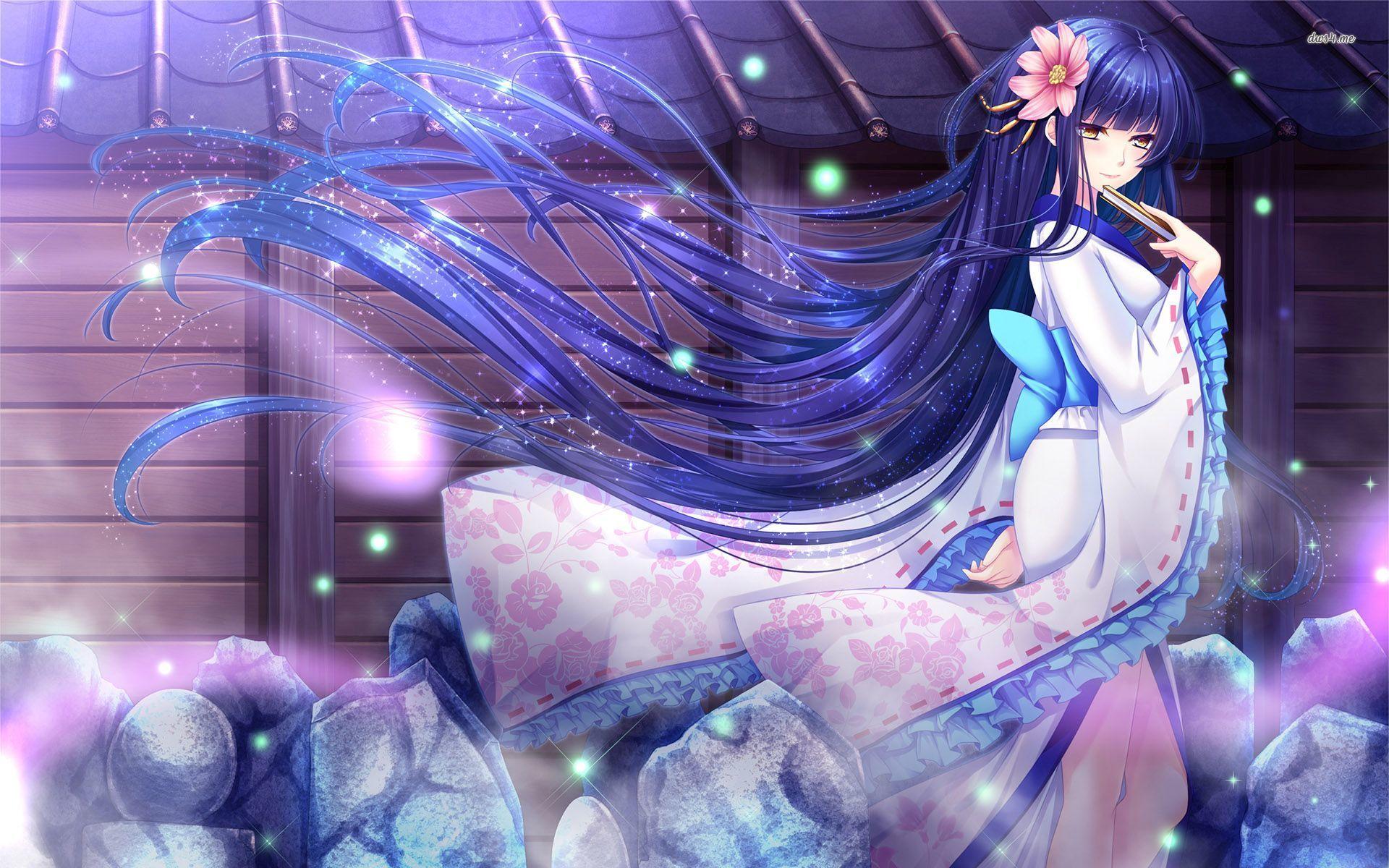 Beautiful princess with blue hair wallpaper