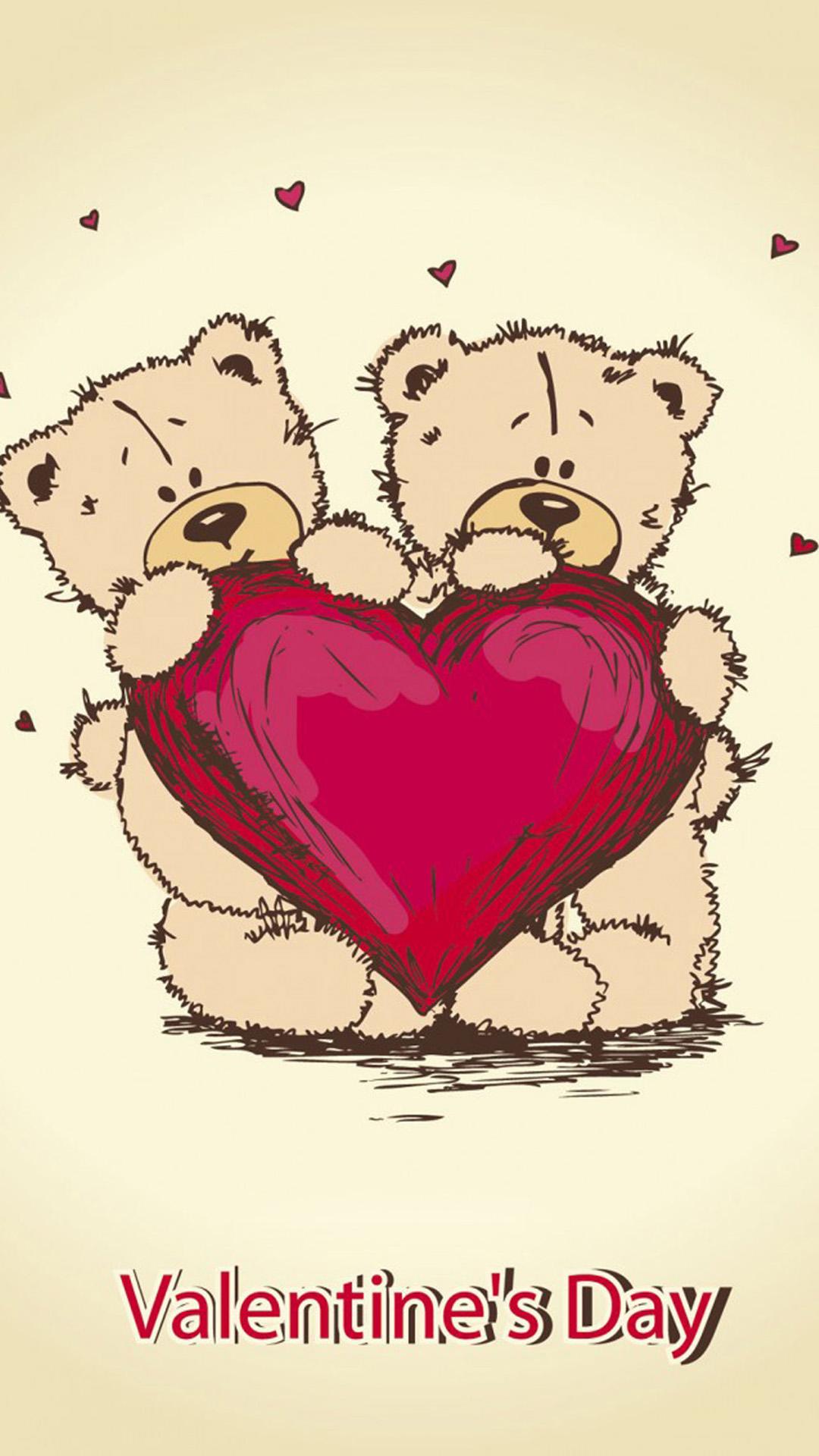Cute Bears Heart Valentines Day Android Wallpaper free download