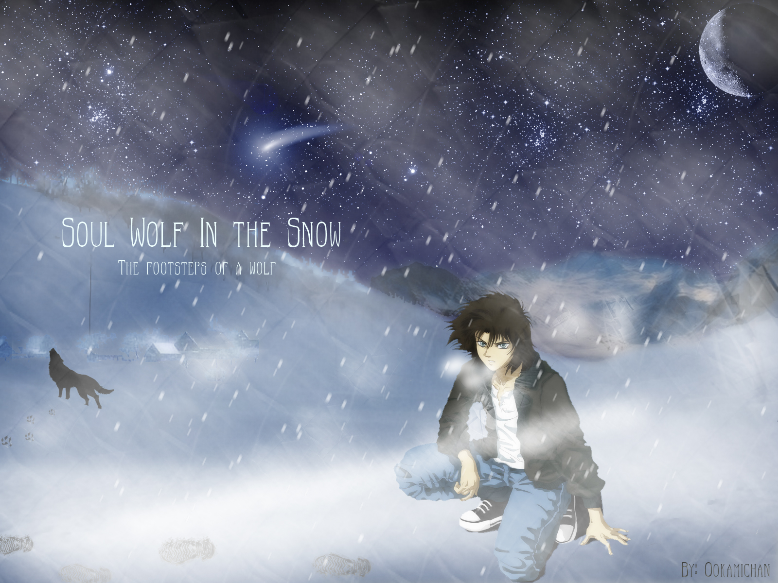 Wolf's Rain Wallpaper: Soul Wolf in the Snow