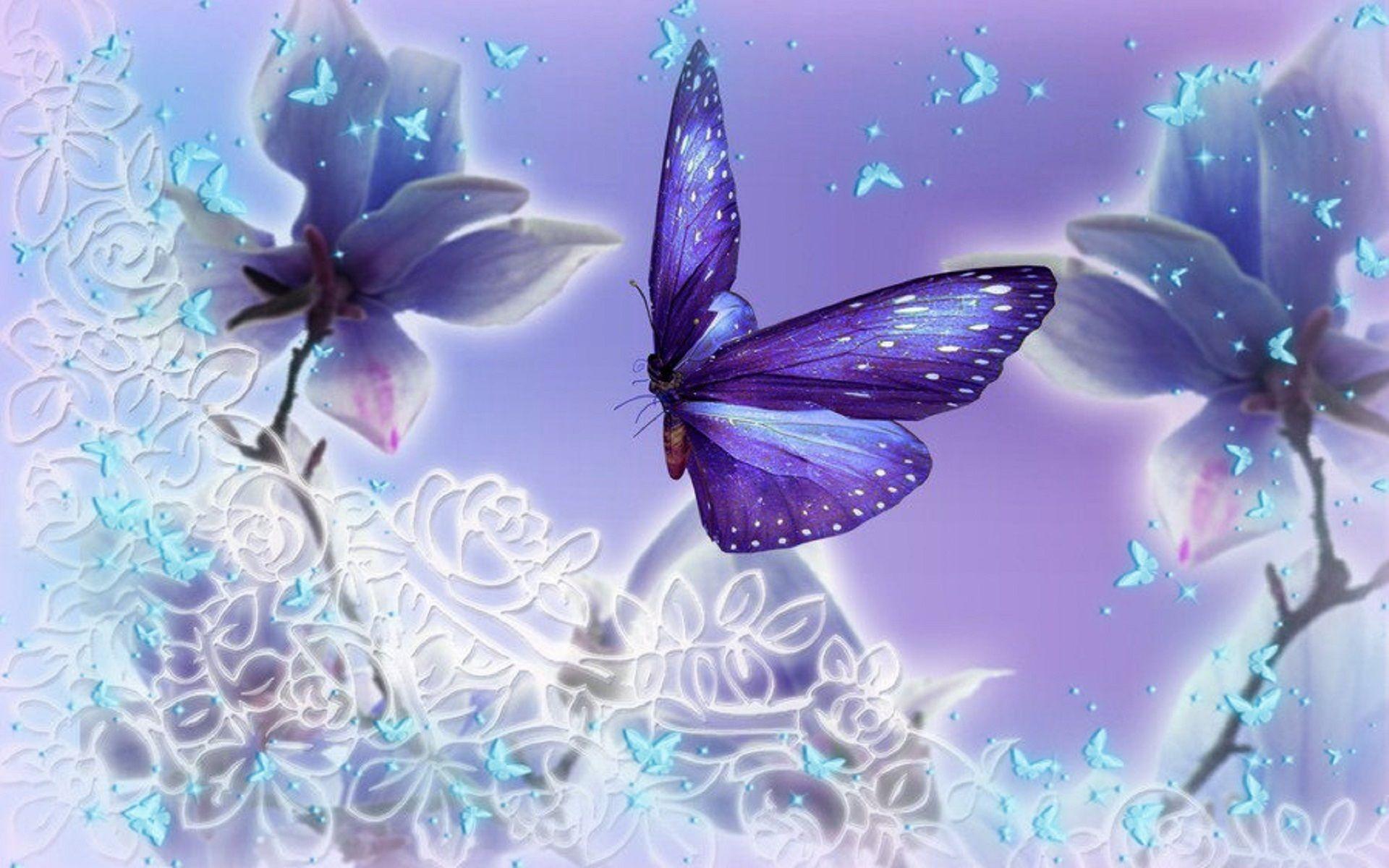 Blue and Purple Butterflies Wallpapers