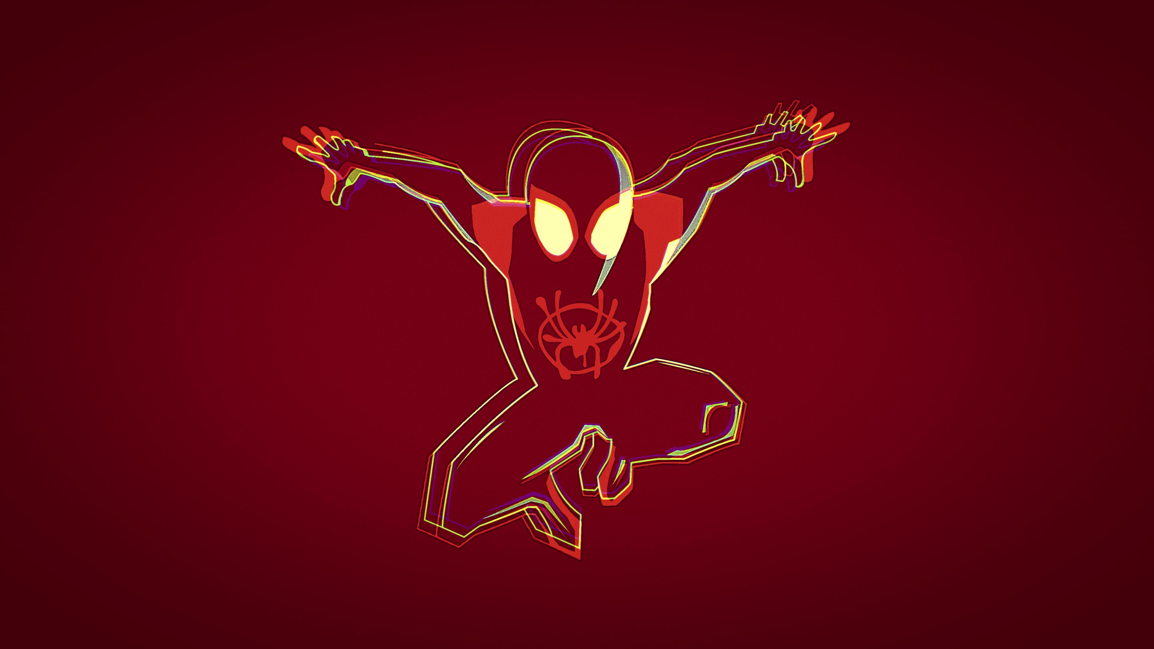 Minimalist Spiderman Into The Spider Verse 4K Wallpaper, HD