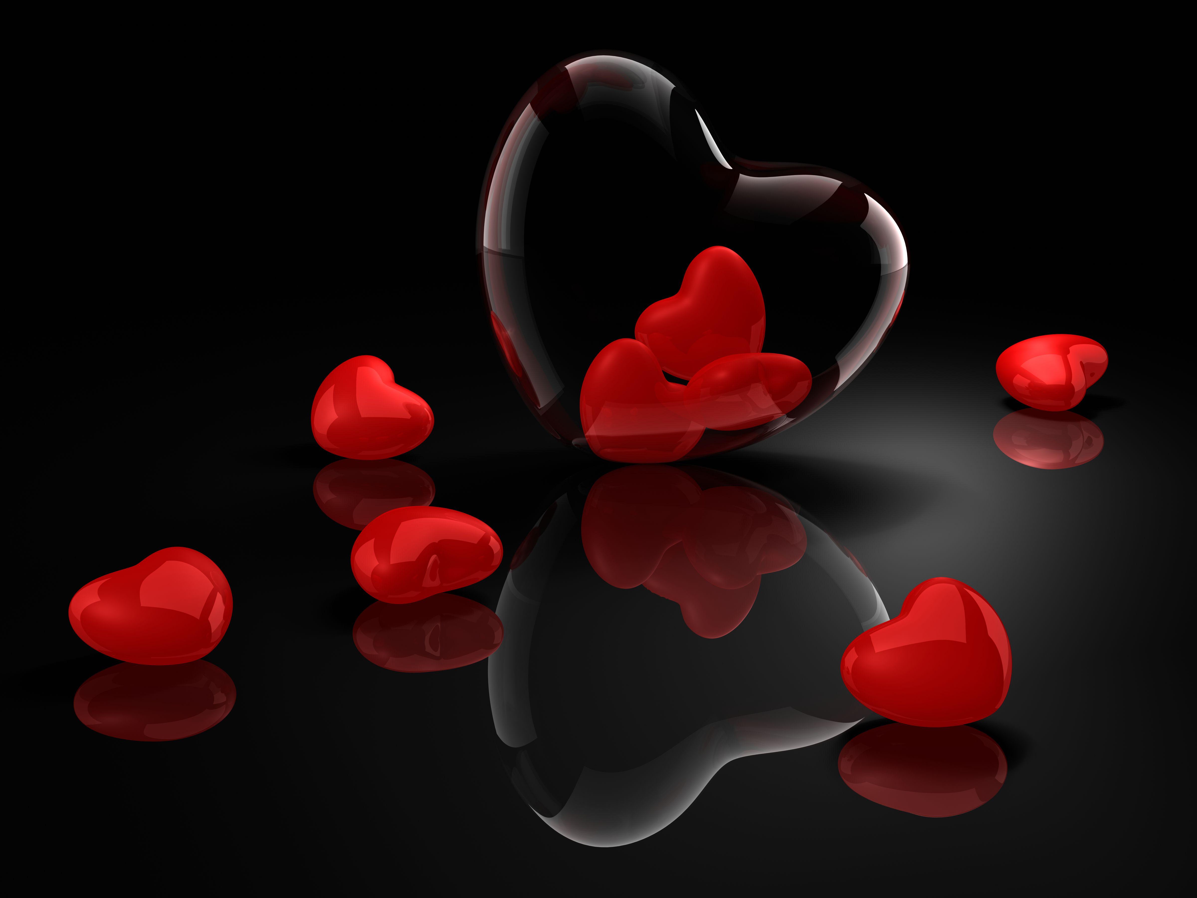 Valentine's Day, Hearts, Black Background wallpaper