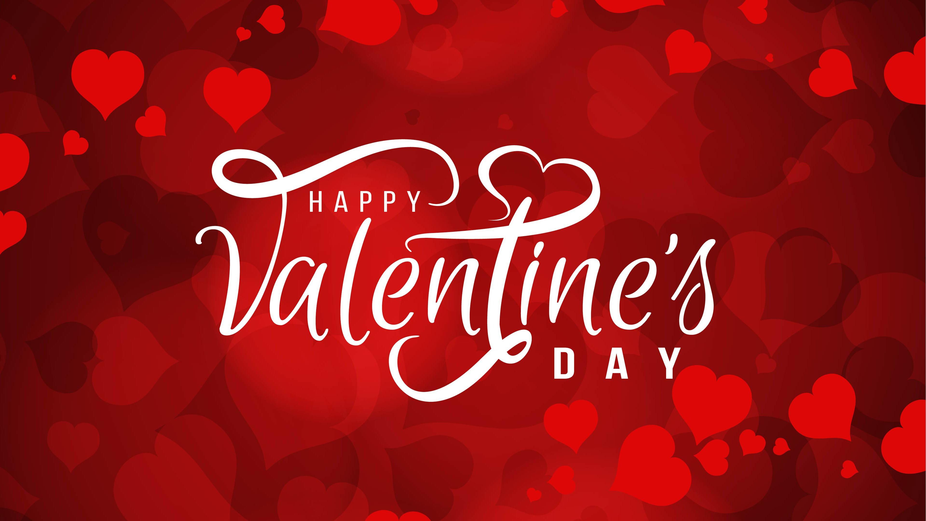 Beautiful Valentine Day 4K Wallpaper in Red Background. HD