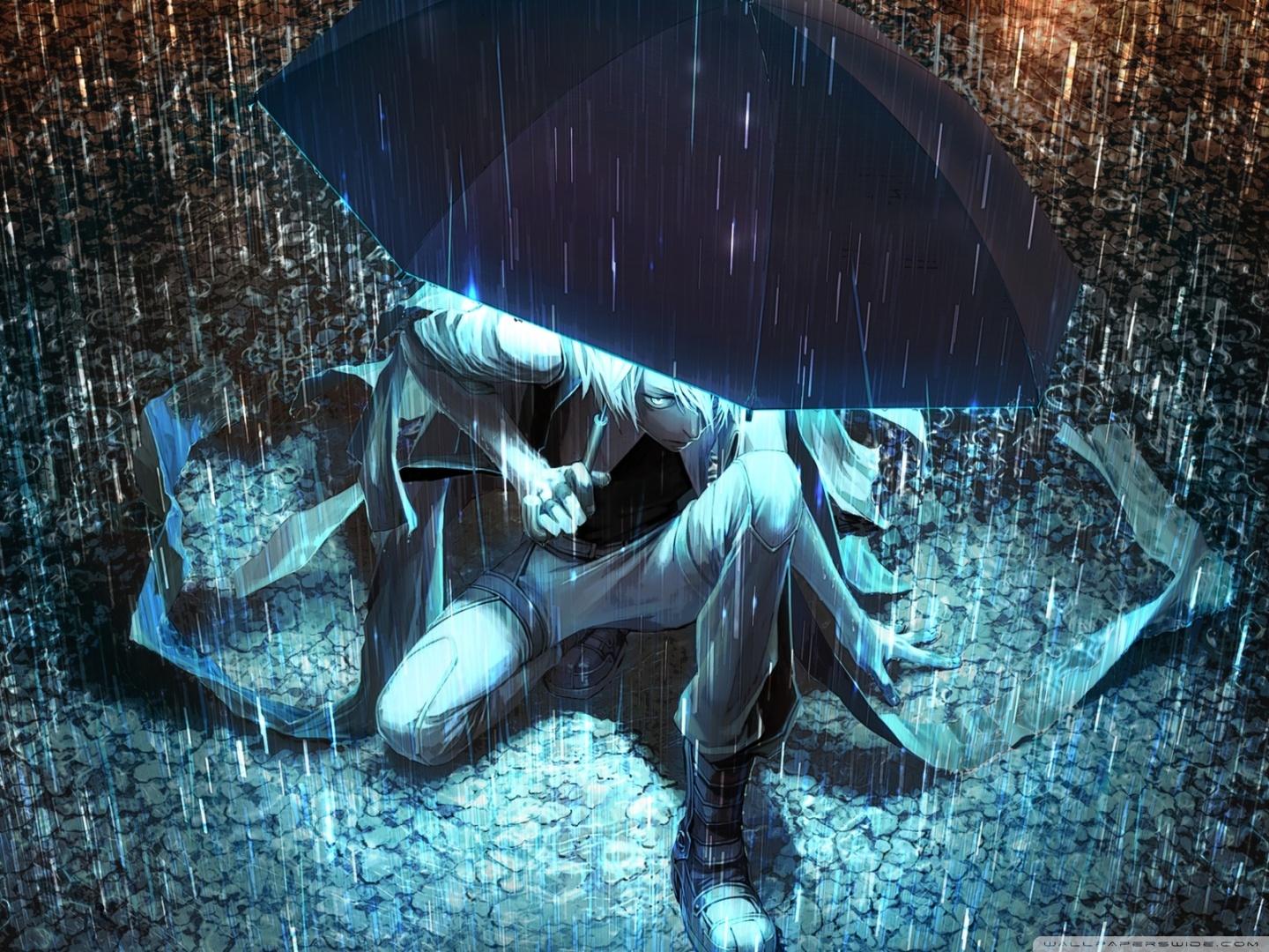 Umbrella Boy Rain Anime Wallpapers Hd
