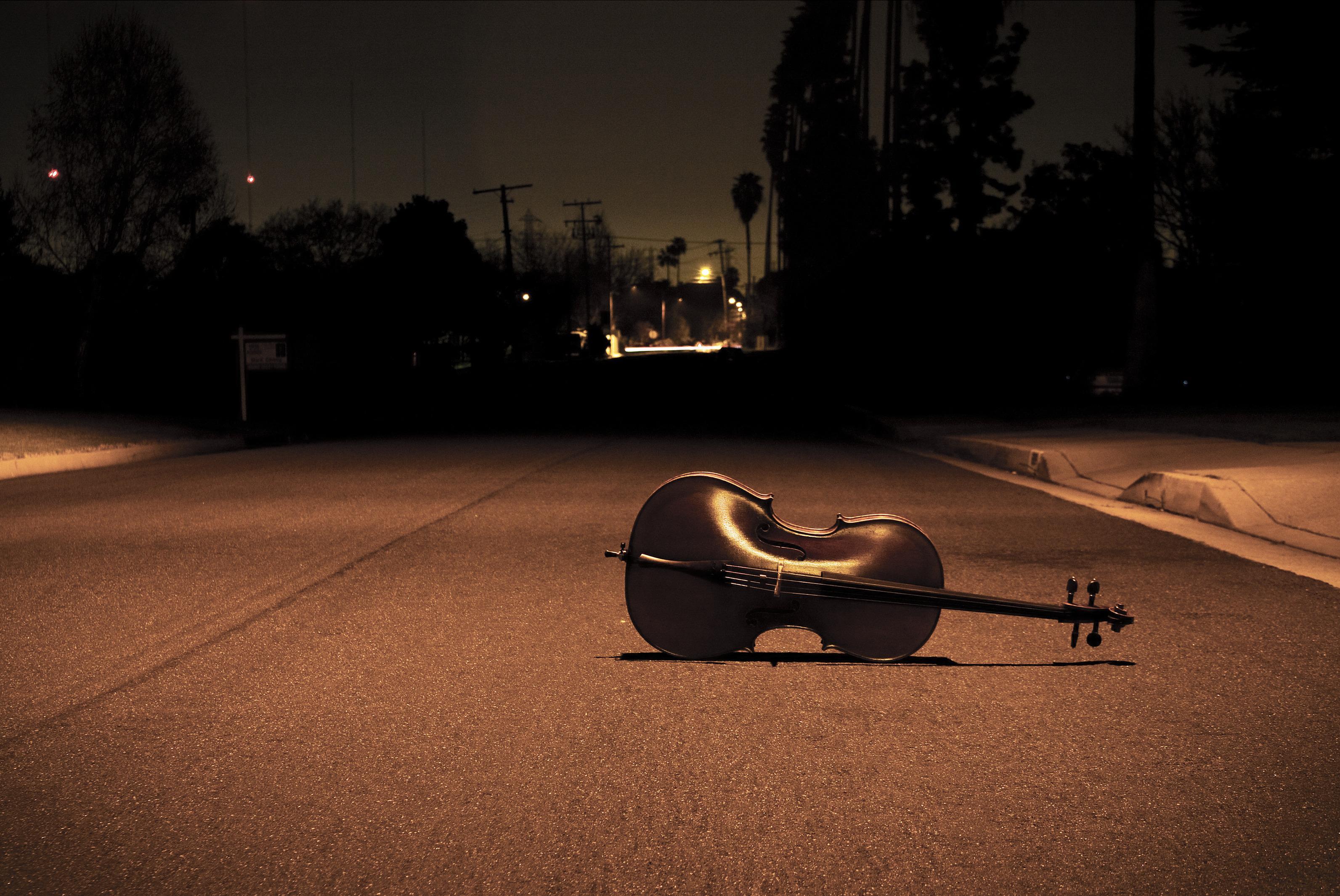 Music street road song asphalt instrument violin light alone