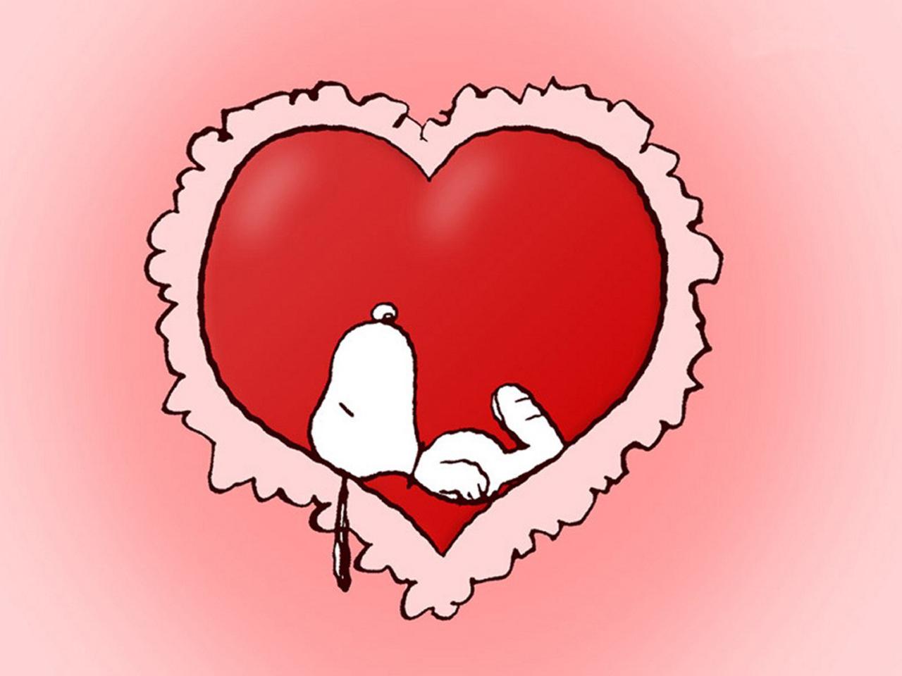 Snoopy Valentine Cartoon Full HD Background Image for Mac