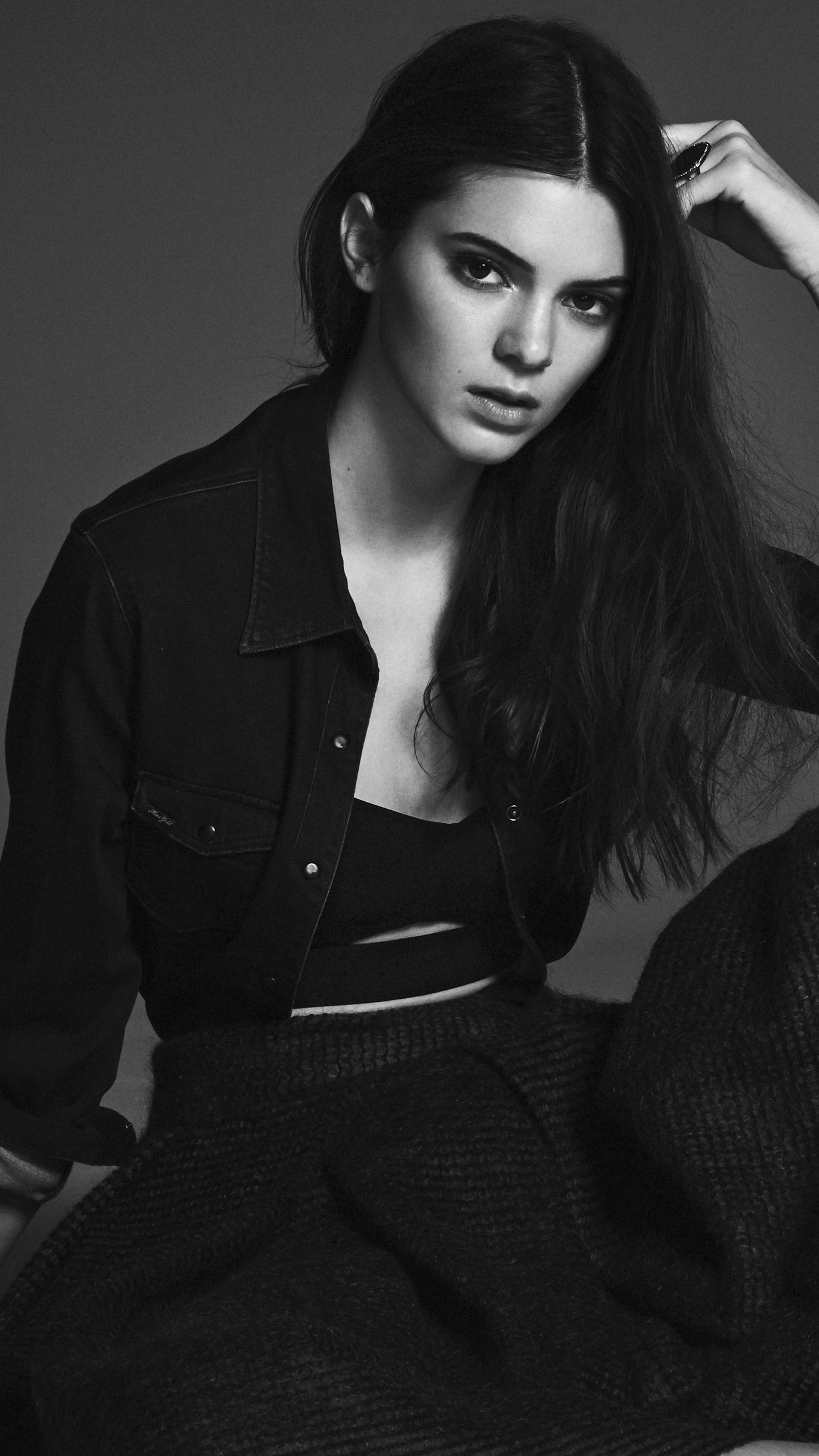 Wallpaper Kendall Jenner, beauty, black, white, 6K