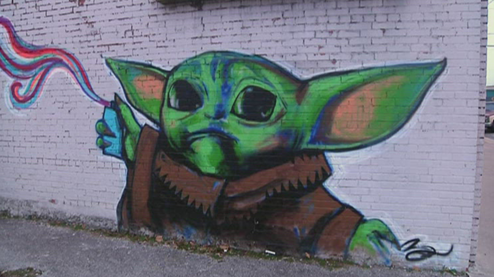 Man says Baby Yoda mural is way to promote arts for young
