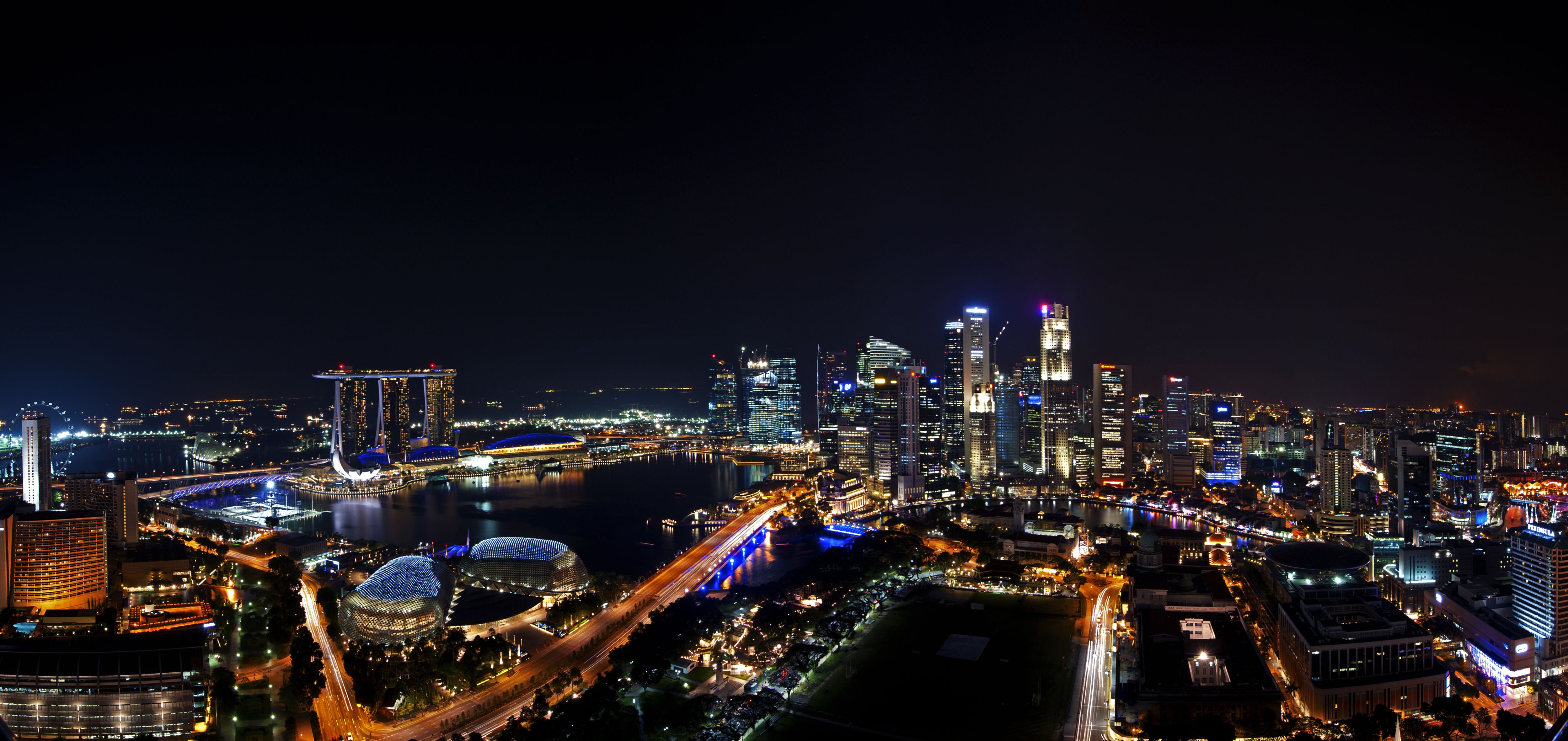 Singapore from the night sky. Tokyo skyline