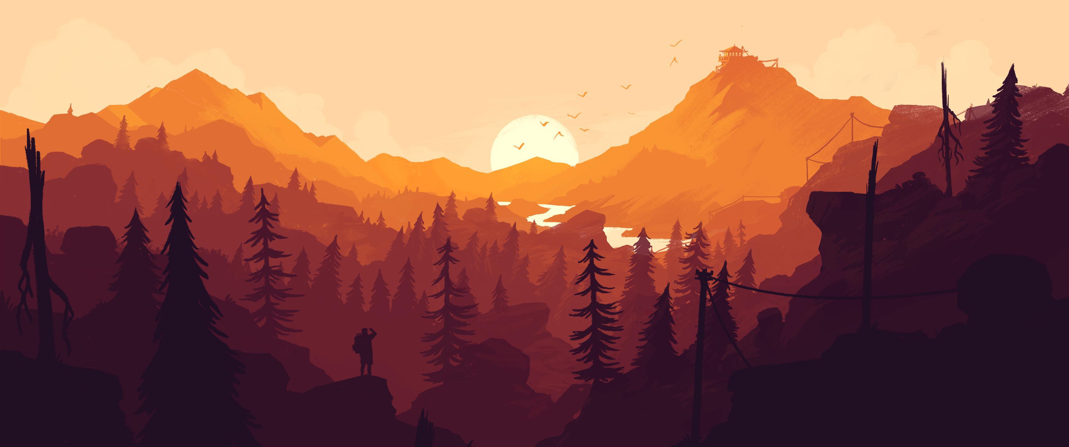 Mountain Sunset [3440 × 1440]