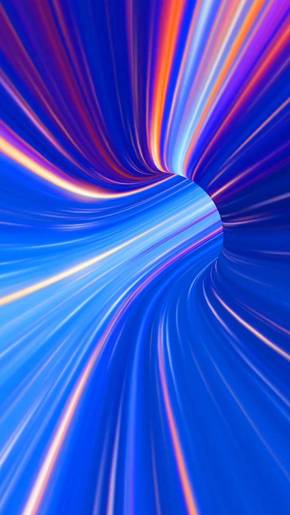 Spectrum Colorful Waves Tunnel. Rainbow wallpaper