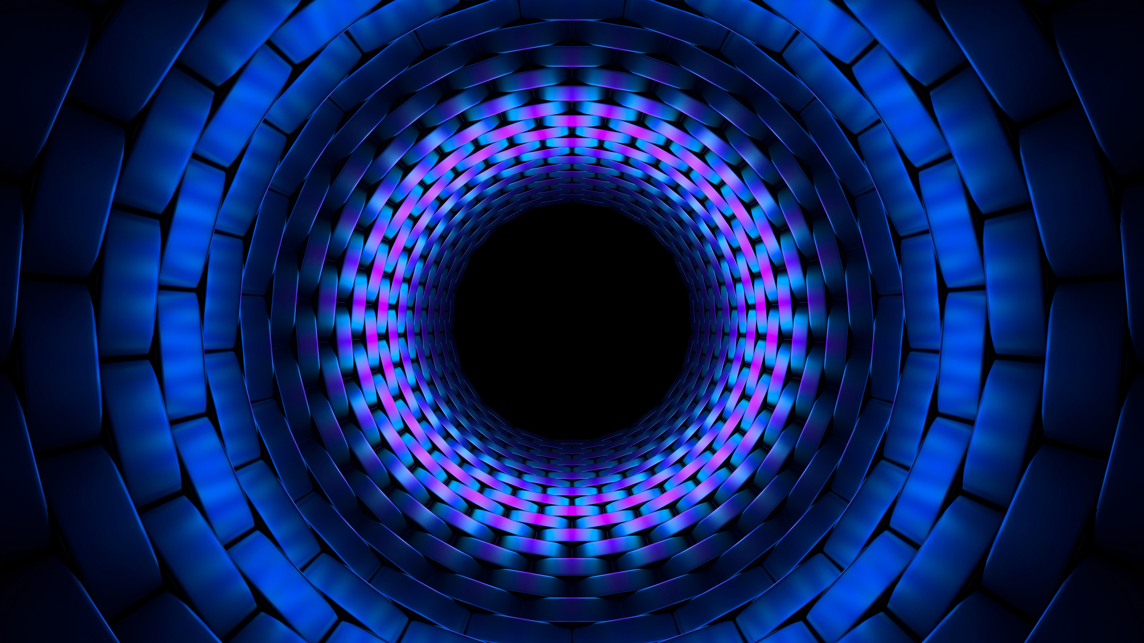 3D blue tunnel circle fractal Wallpaper 4k Ultra HD