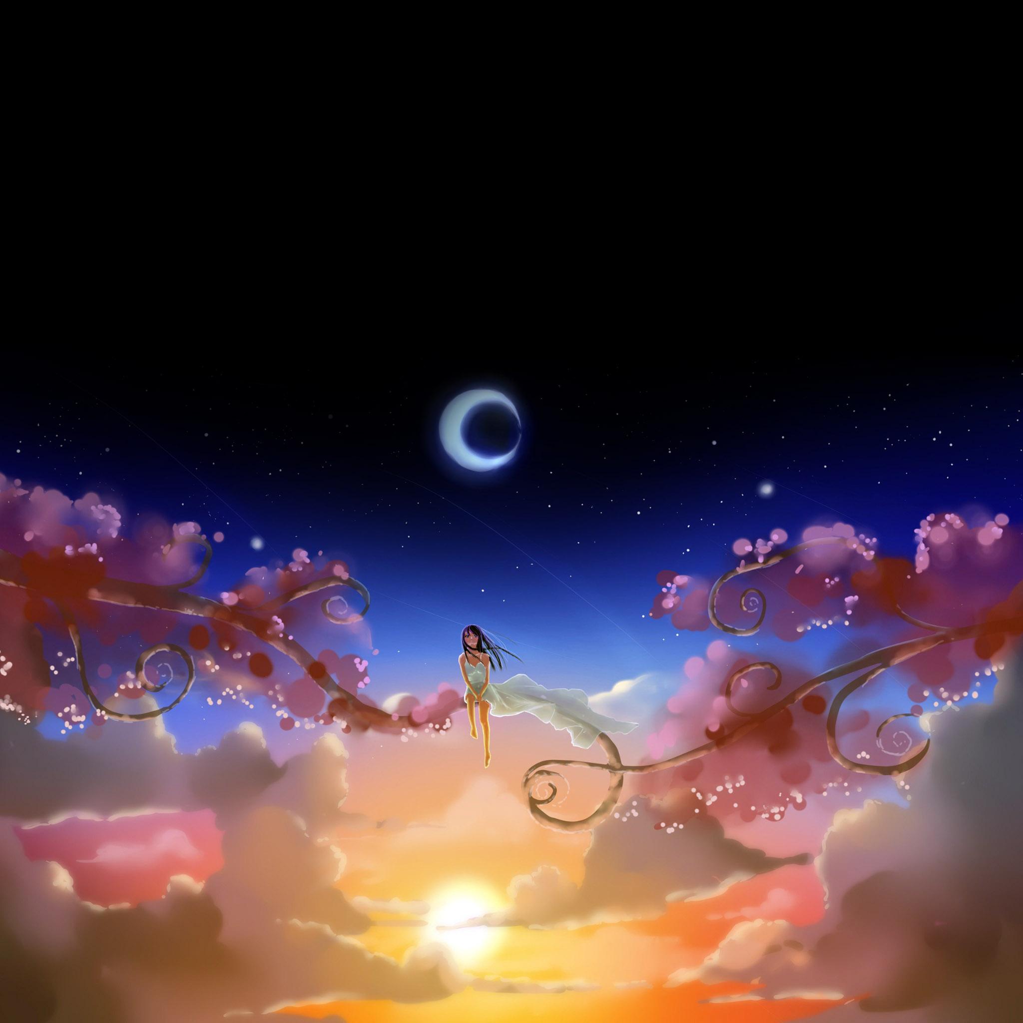 Cool Girl And Moon Anime Wallpapers - Wallpaper Cave