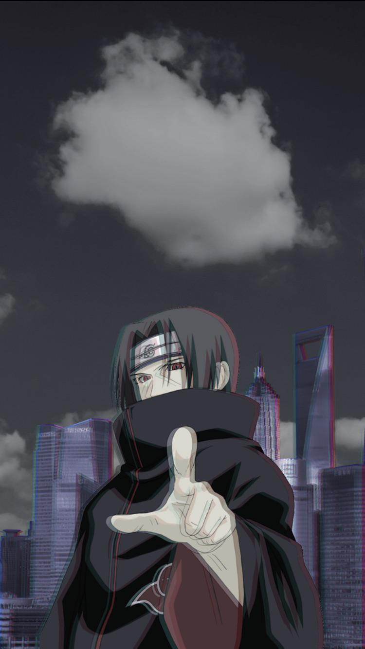 an aesthetic surrealist itachi wallpaper i made