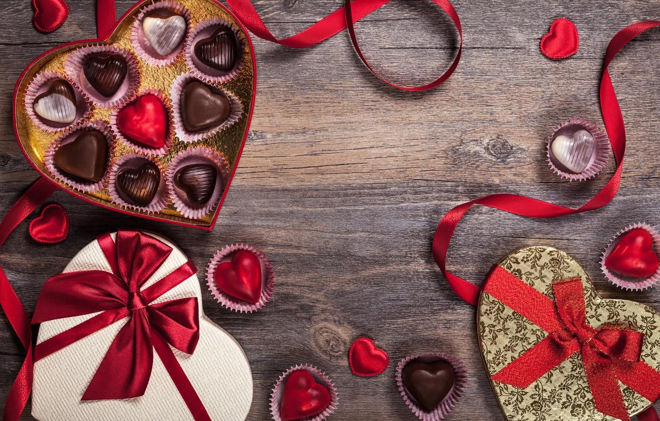 Wallpaper romance, chocolate, candy, tape, hearts, love