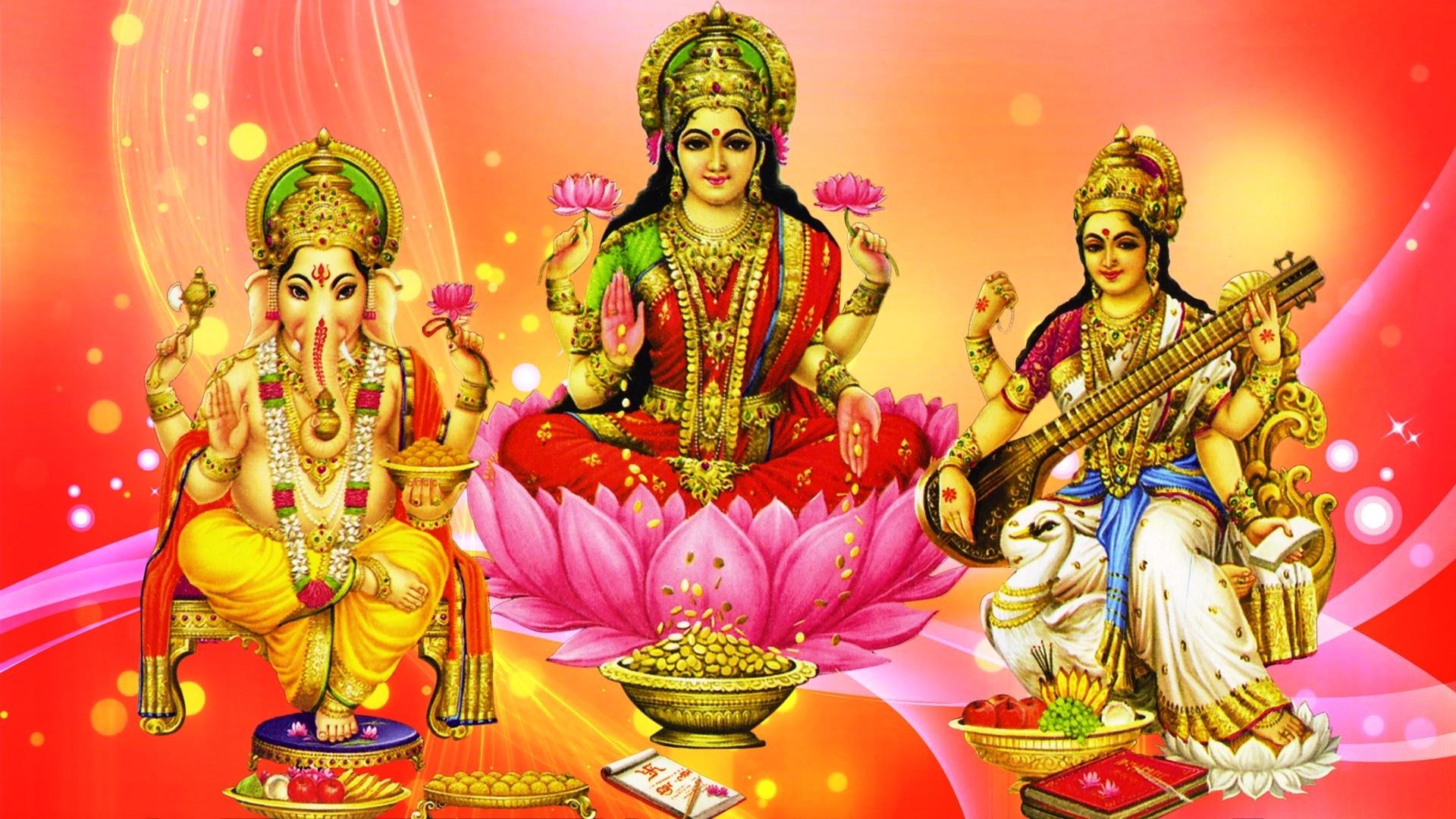 Ganesh Lakshmi And Saraswati HD Wallpaper For Pc Tablet Lakshmi Saraswati Photo HD Wallpaper & Background Download