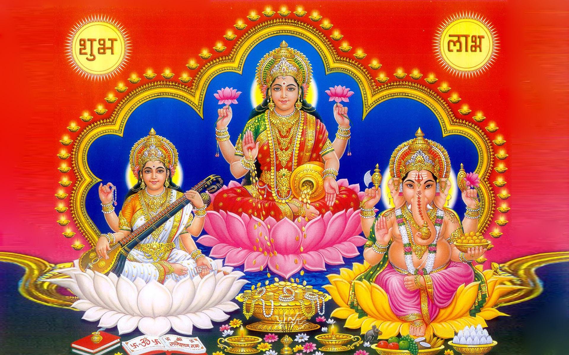 Laxmi Ganesh Saraswati Photo Wallpaper For Deskx1200