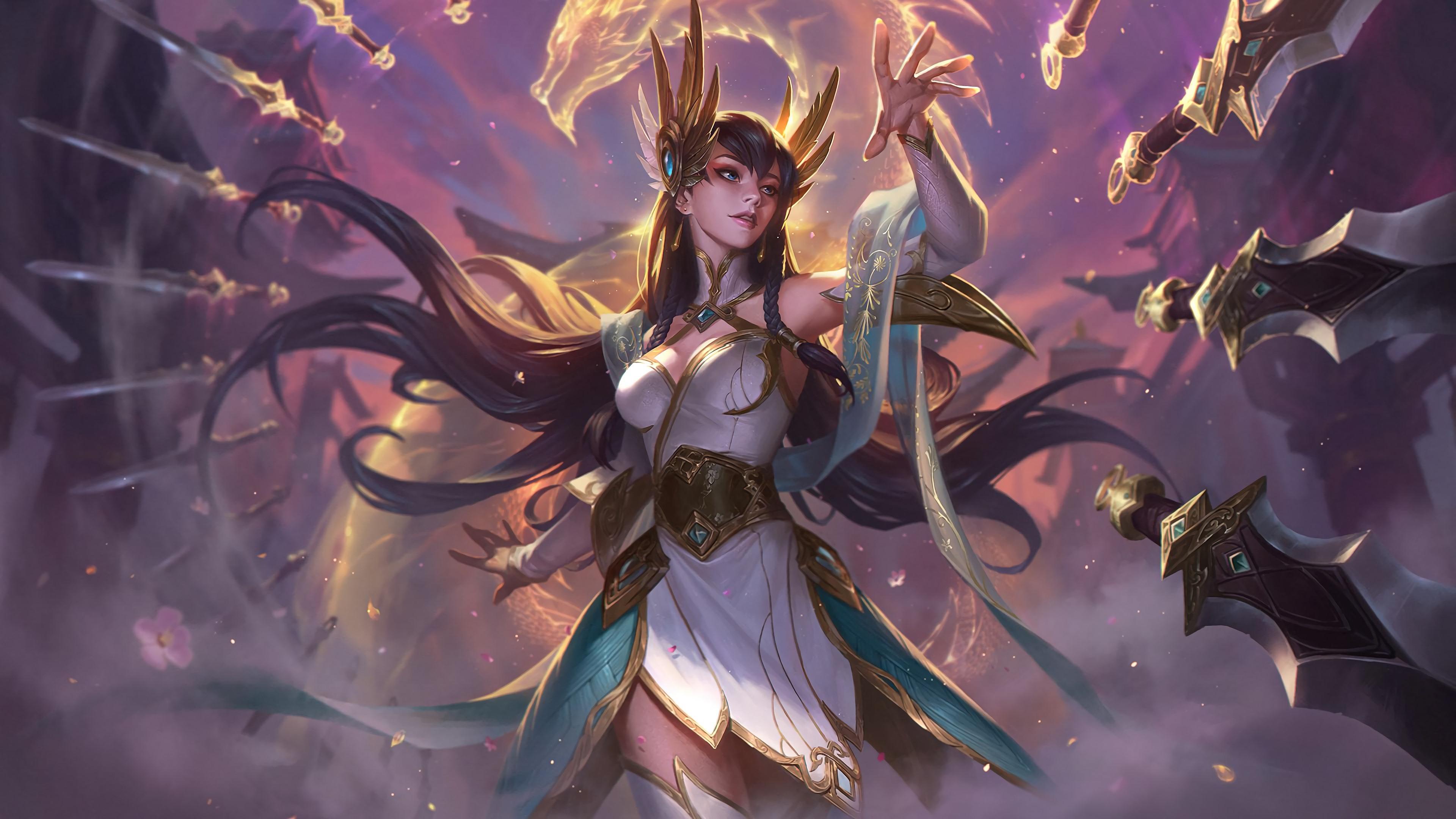 Wallpaper League of Legends, beautiful girl, hand, sword