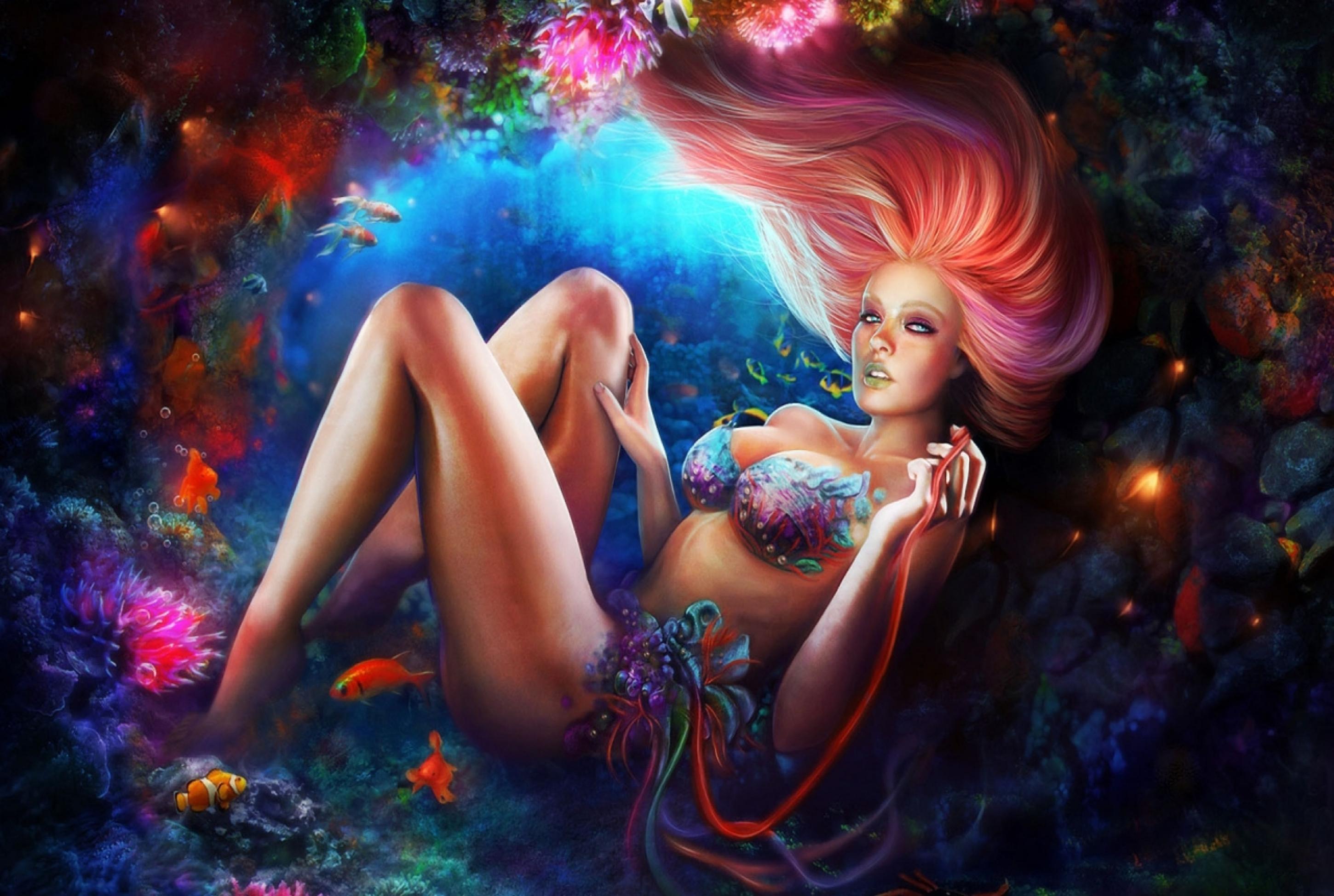 Glamour Mermaid Underwater Dress Beautiful HD Wallpaper