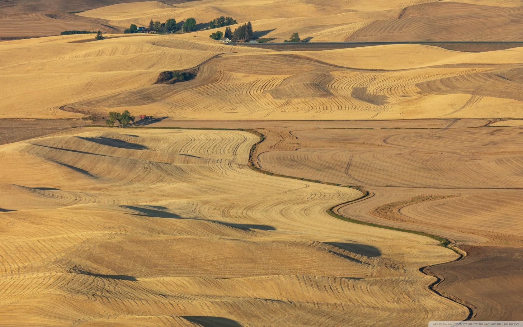 Aerial View, Rolling Hills, Farmland Ultra HD Desktop