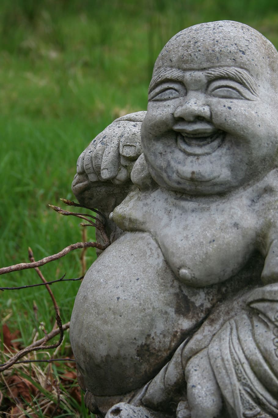 HD wallpaper: garden, status, laughing, laughing buddha