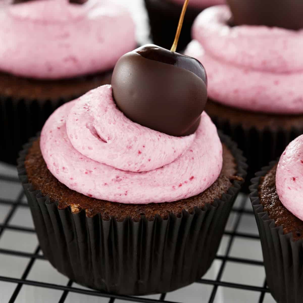 Chocolate Cherry Cupcakes Recipe. Baked