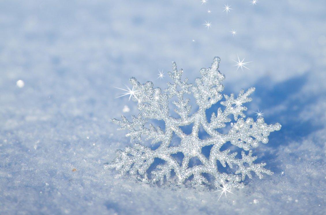 3D snowflake in the snow winter wallpaper