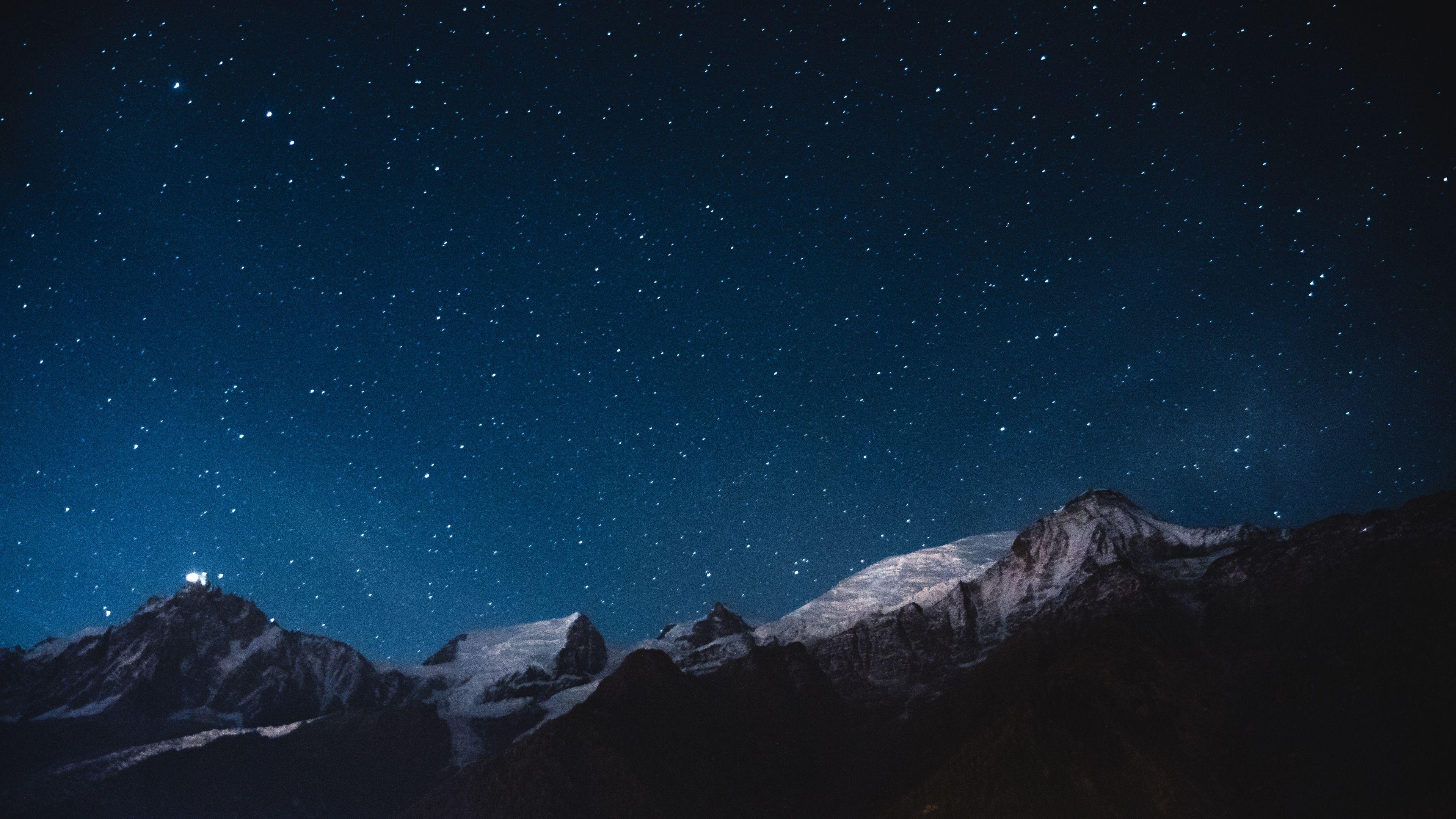 Wallpaper starry sky, mountains, nightx2160