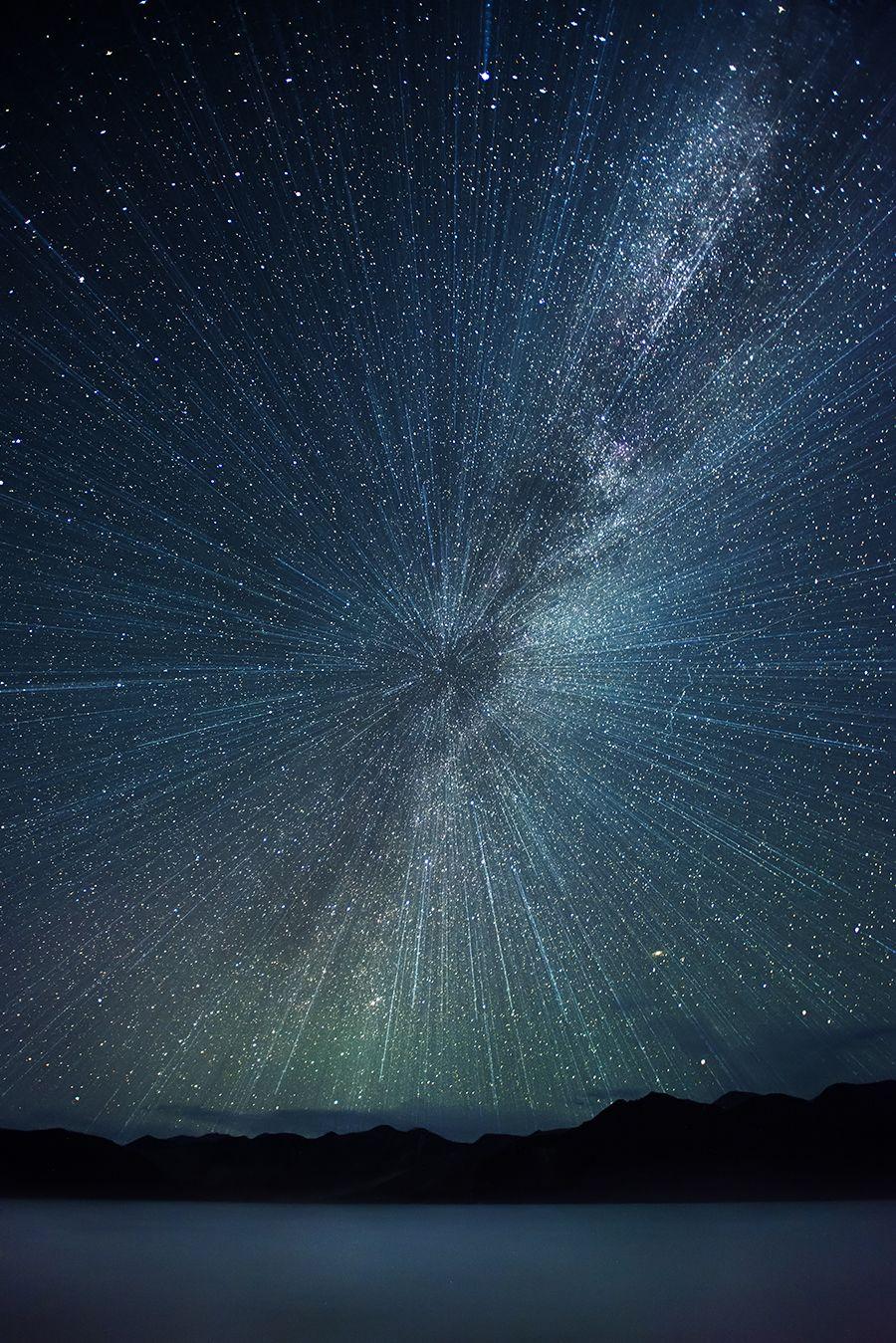 Big Bang!!. explosive starry nightscape, Pangong Lake