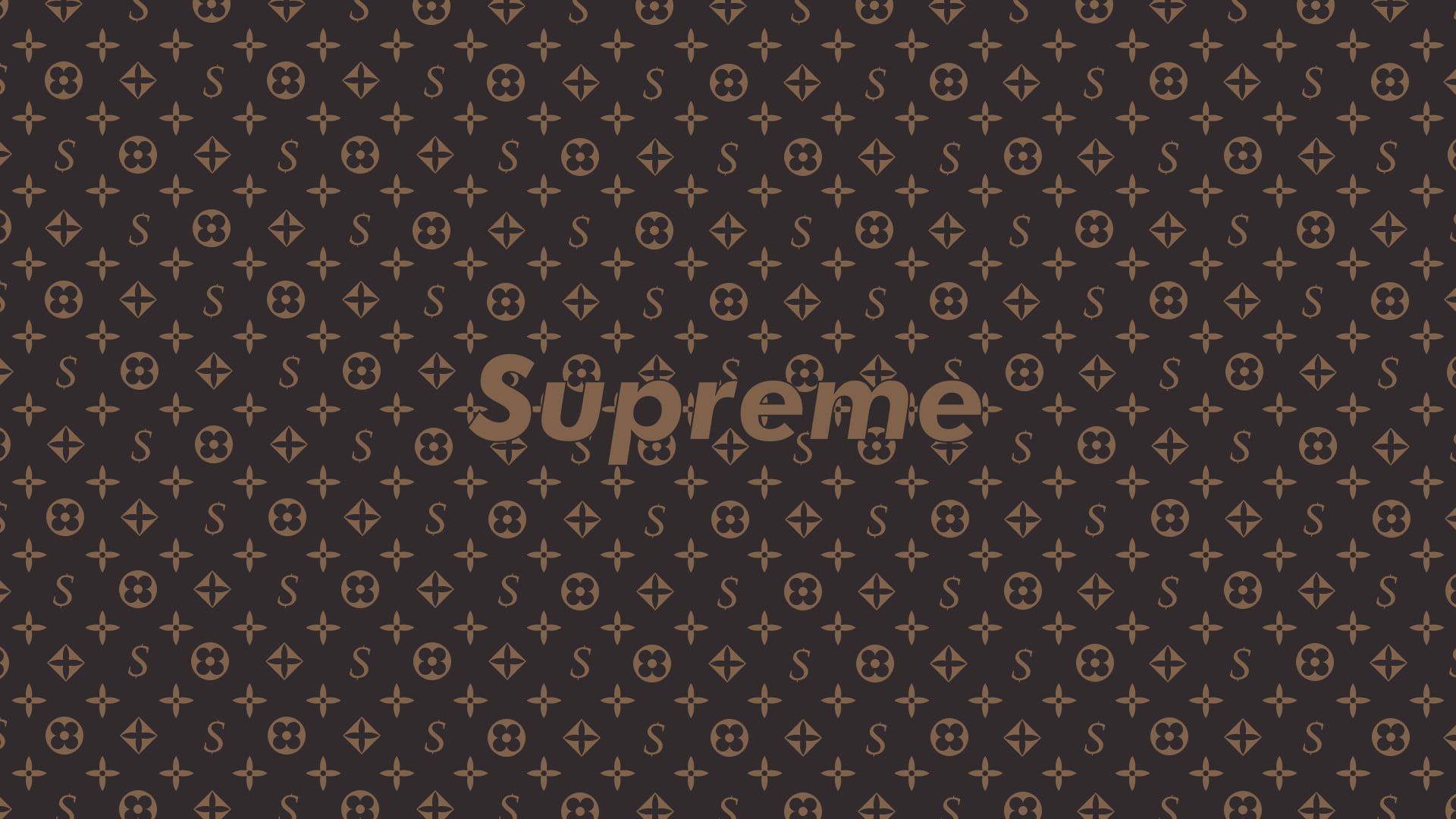 Monogrammed brown Supreme digital wallpaper, Louis Vuitton