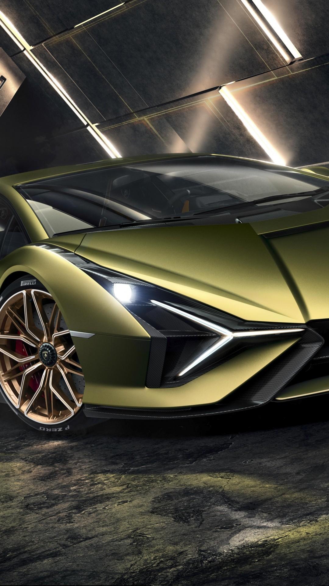 Download 1080x1920 Lamborghini Sian, Green, Supercars