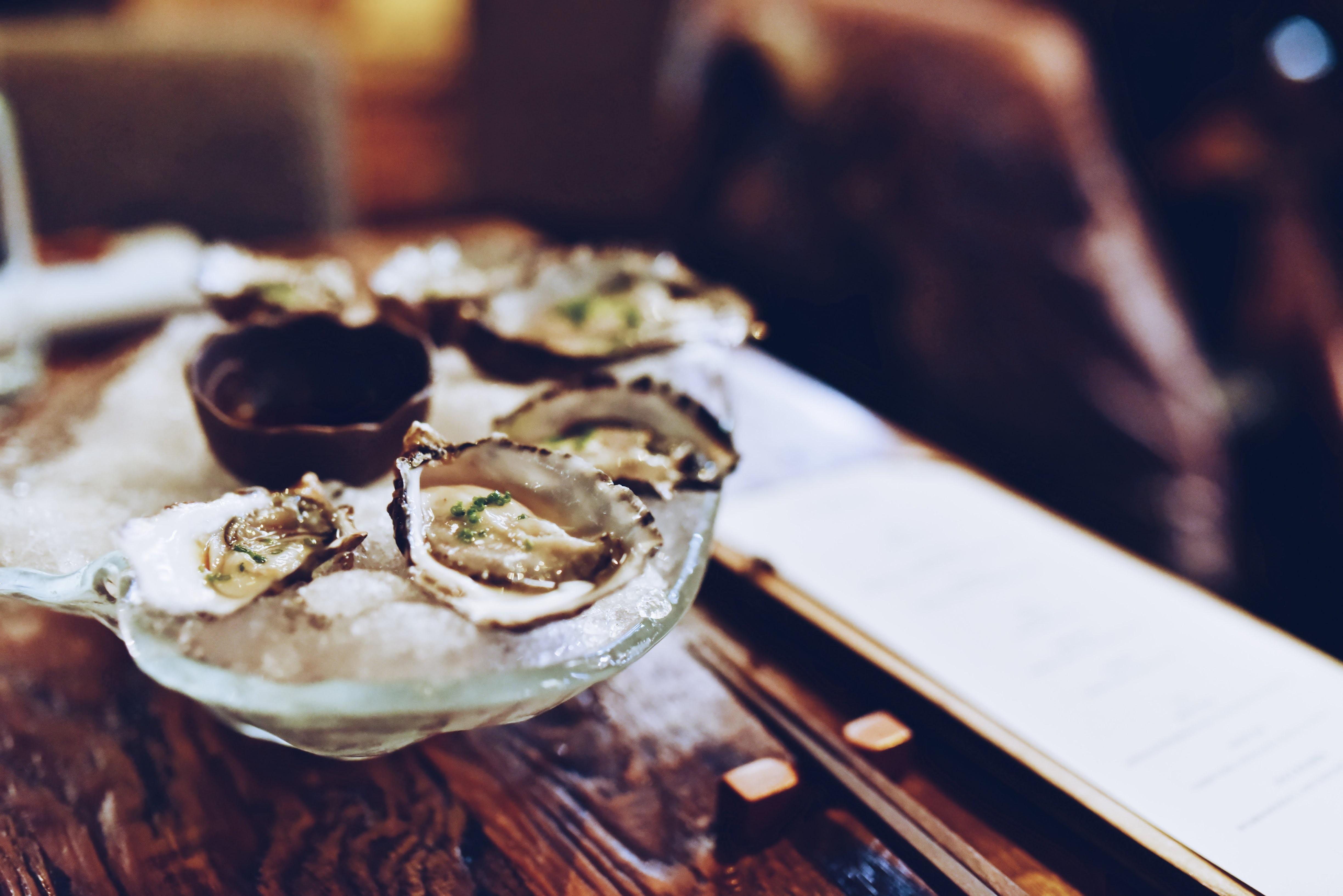 shallow focus photography of oysters on bowl photo