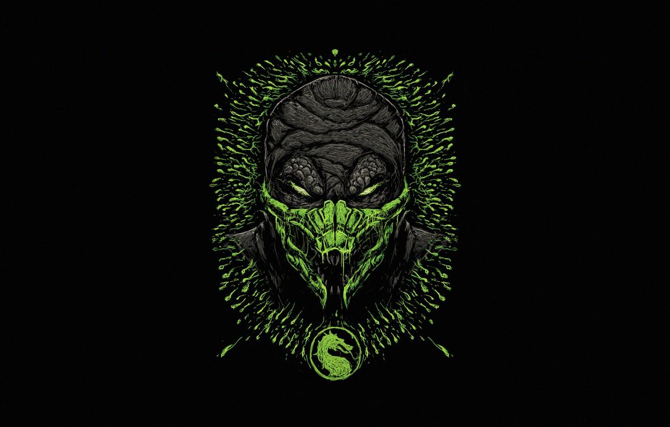 Wallpaper Minimalism, Style, Logo, Background, Mask, Logo, Fighter, Reptile, Art, Logo, Style, Mortal Kombat, Background, Helix, Minimalism, Character image for desktop, section минимализм