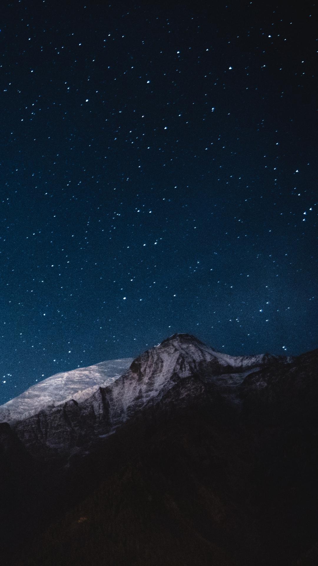 Download wallpaper 1080x1920 starry sky, mountains, night