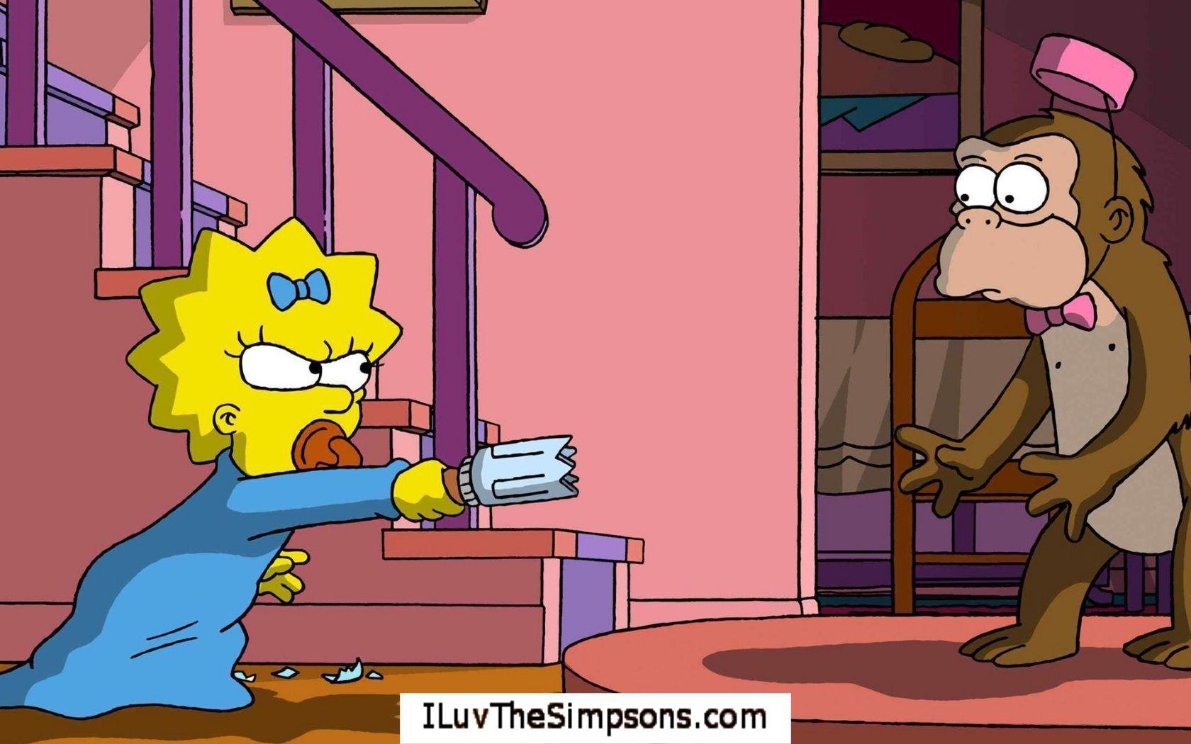 Maggie fighting monkey with broken bottle #thesimpsons
