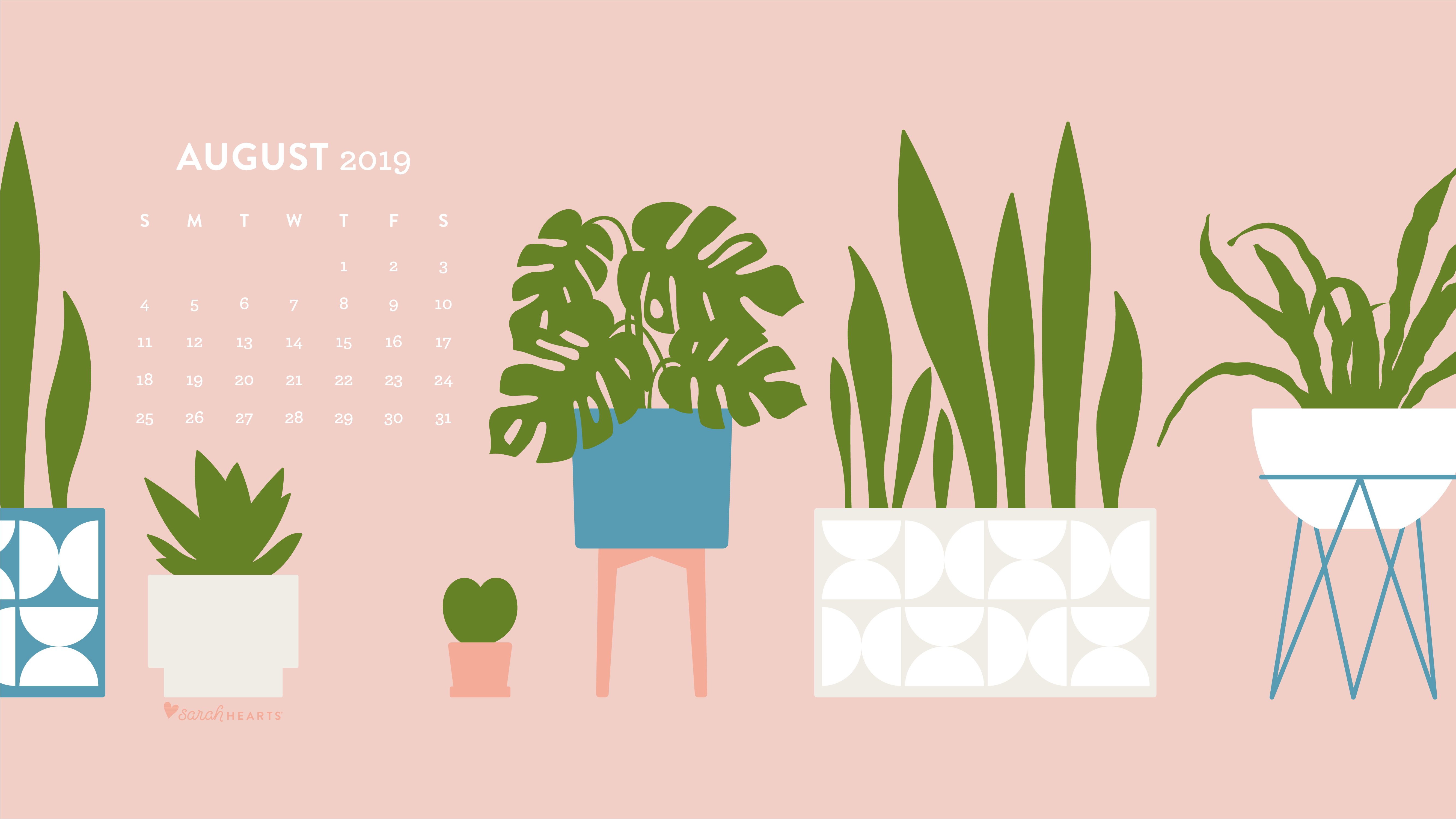 House Plant August 2019 Calendar Wallpaper