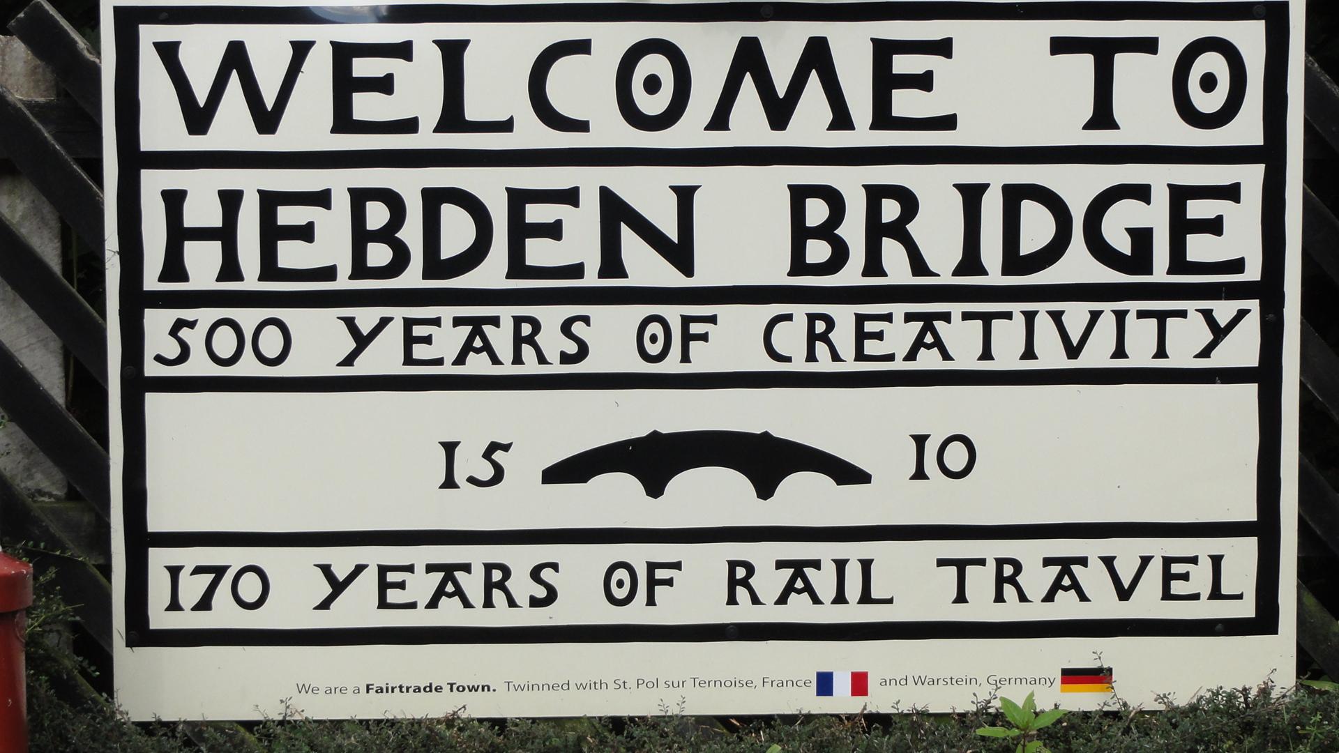 The Welcome sign outside the station