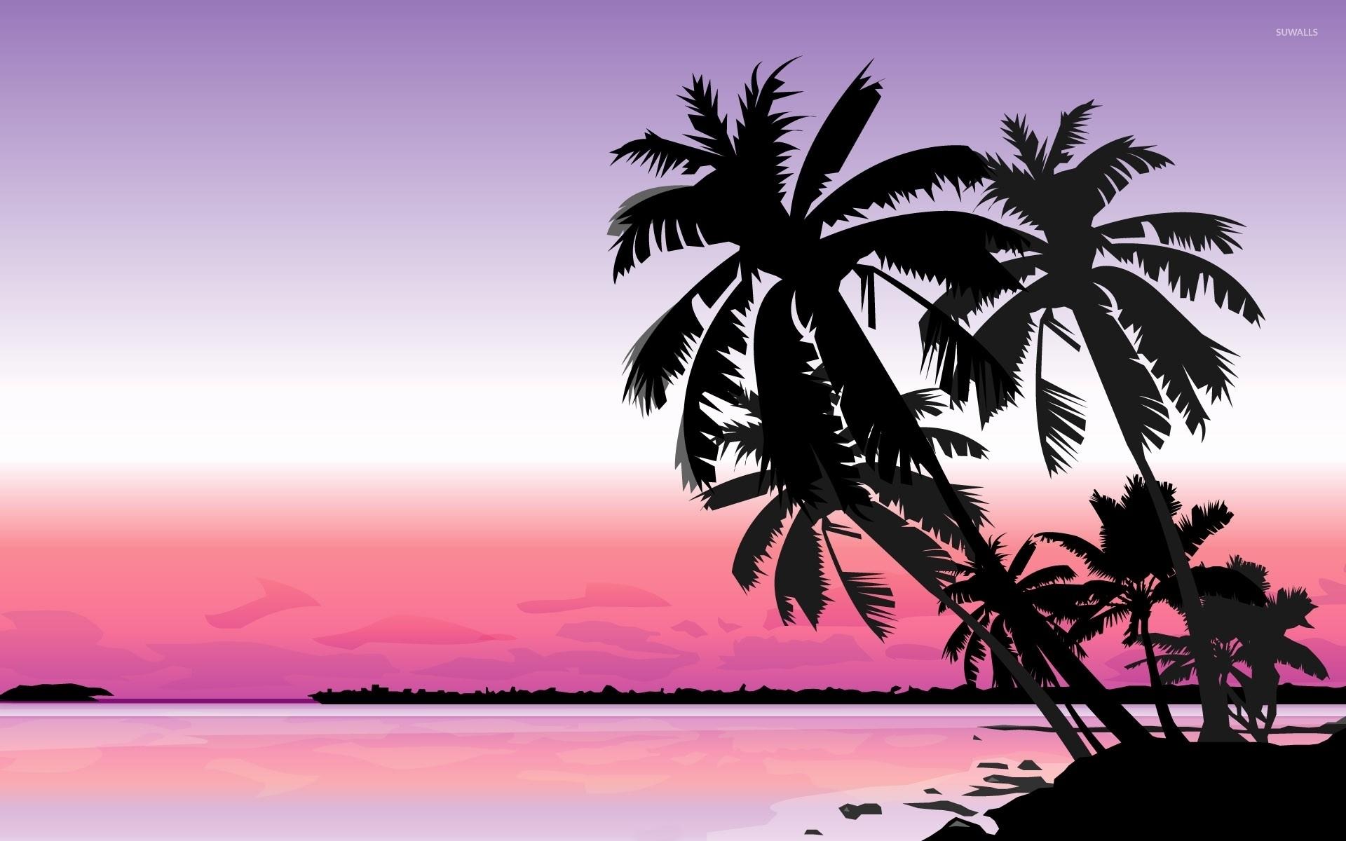 Palm trees at sunset wallpaper wallpaper