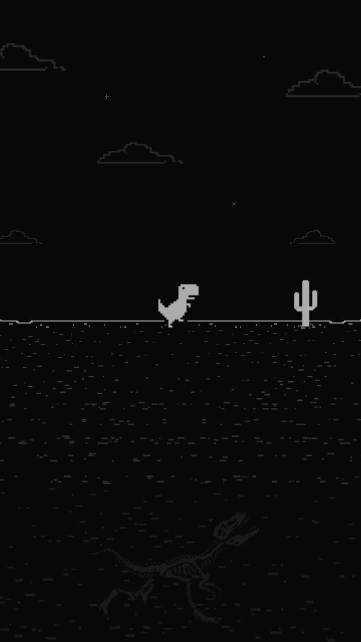 Curiosidades sobre o game do dinossauro do Google Chrome  Dinossauro,  Planos de fundo, Papel de parede com fundo preto