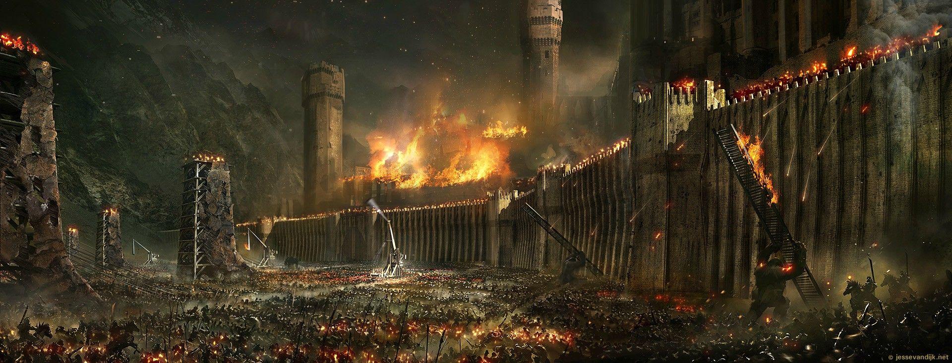 Amazing Siege of Minas Tirith Wallpaper [1920x733]