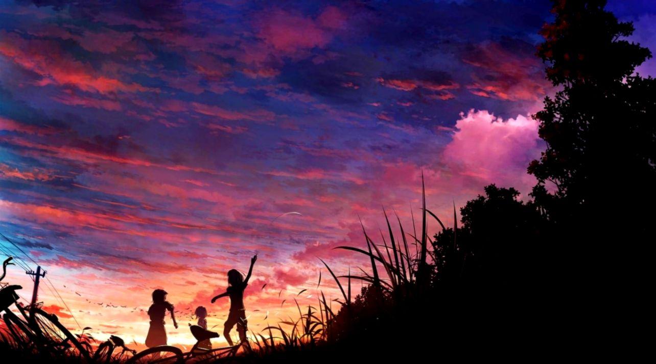 Anime Fall Sky HD Wallpaper