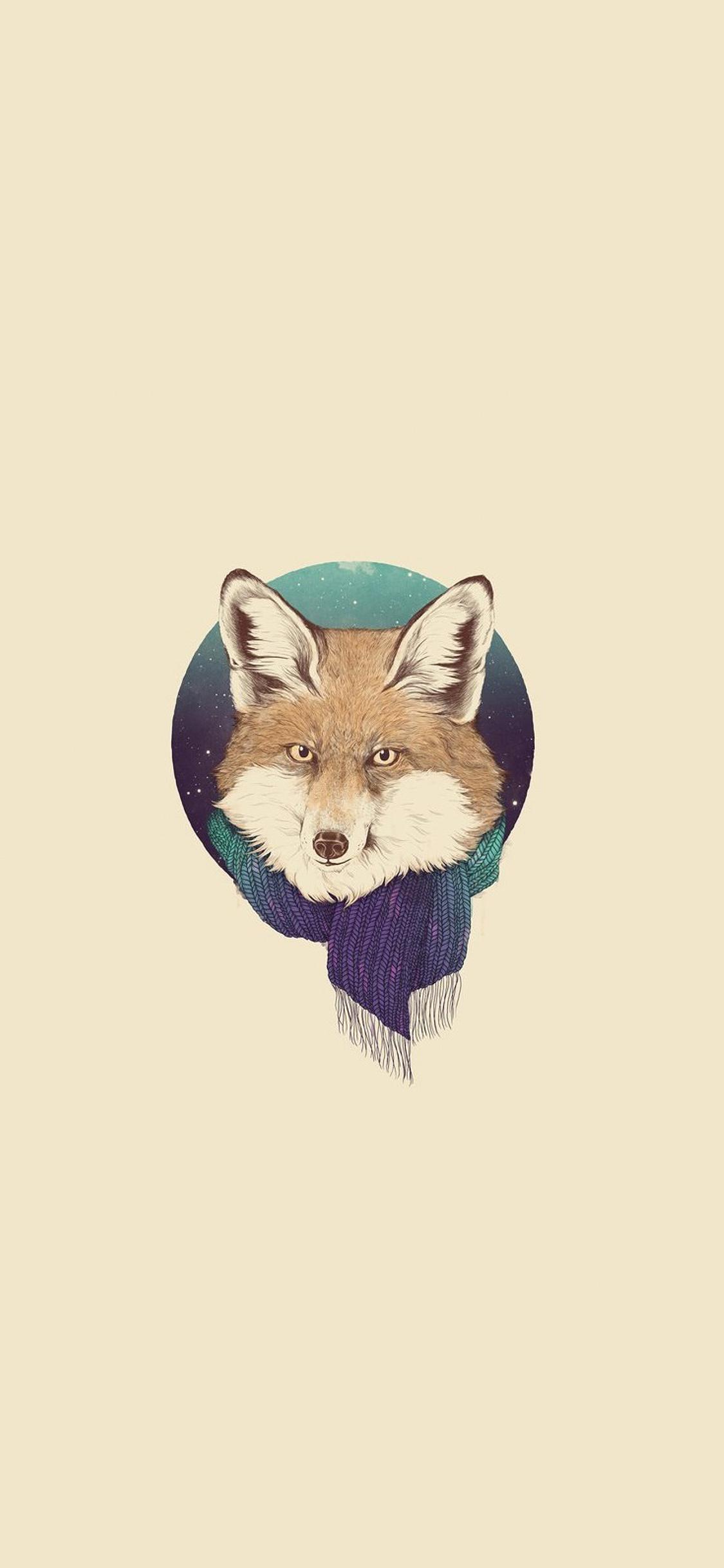 iPhoneXpapers fox winter illust art minimal