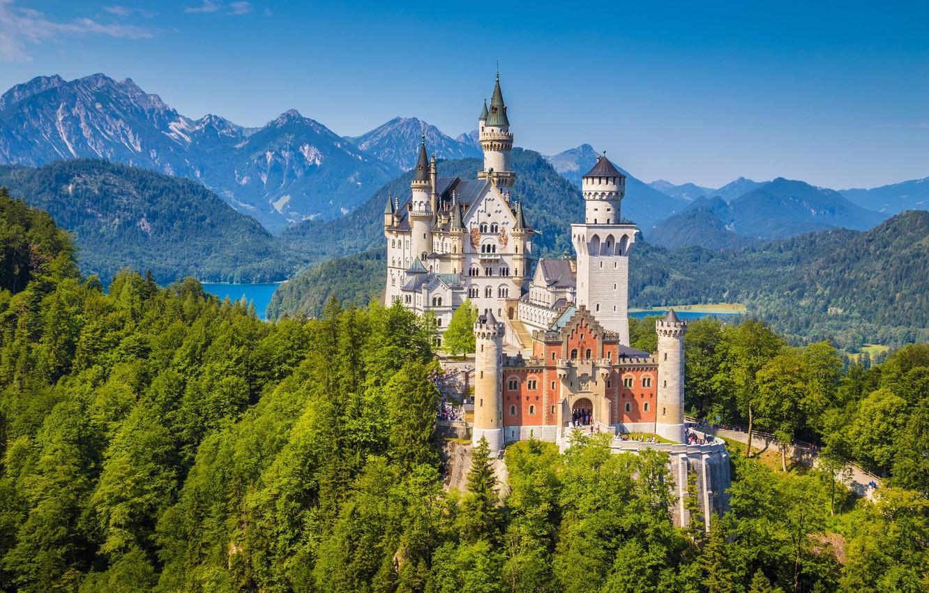 Photo Wallpaper Trees, Mountains, Castle, Germany