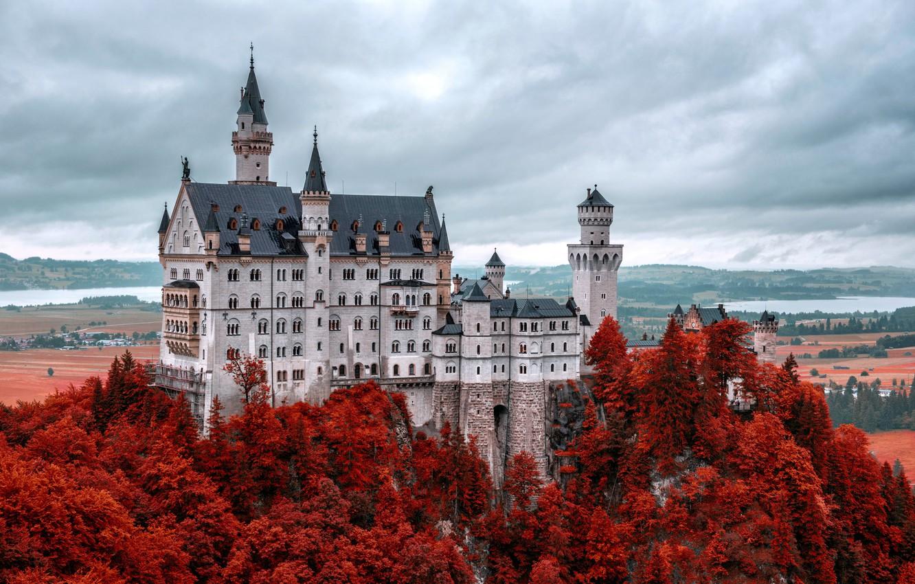 Wallpaper castle, Germany, autumn, mountain, Neuschwanstein, Bavaria, Alps, Neuschwanstein Castle image for desktop, section пейзажи