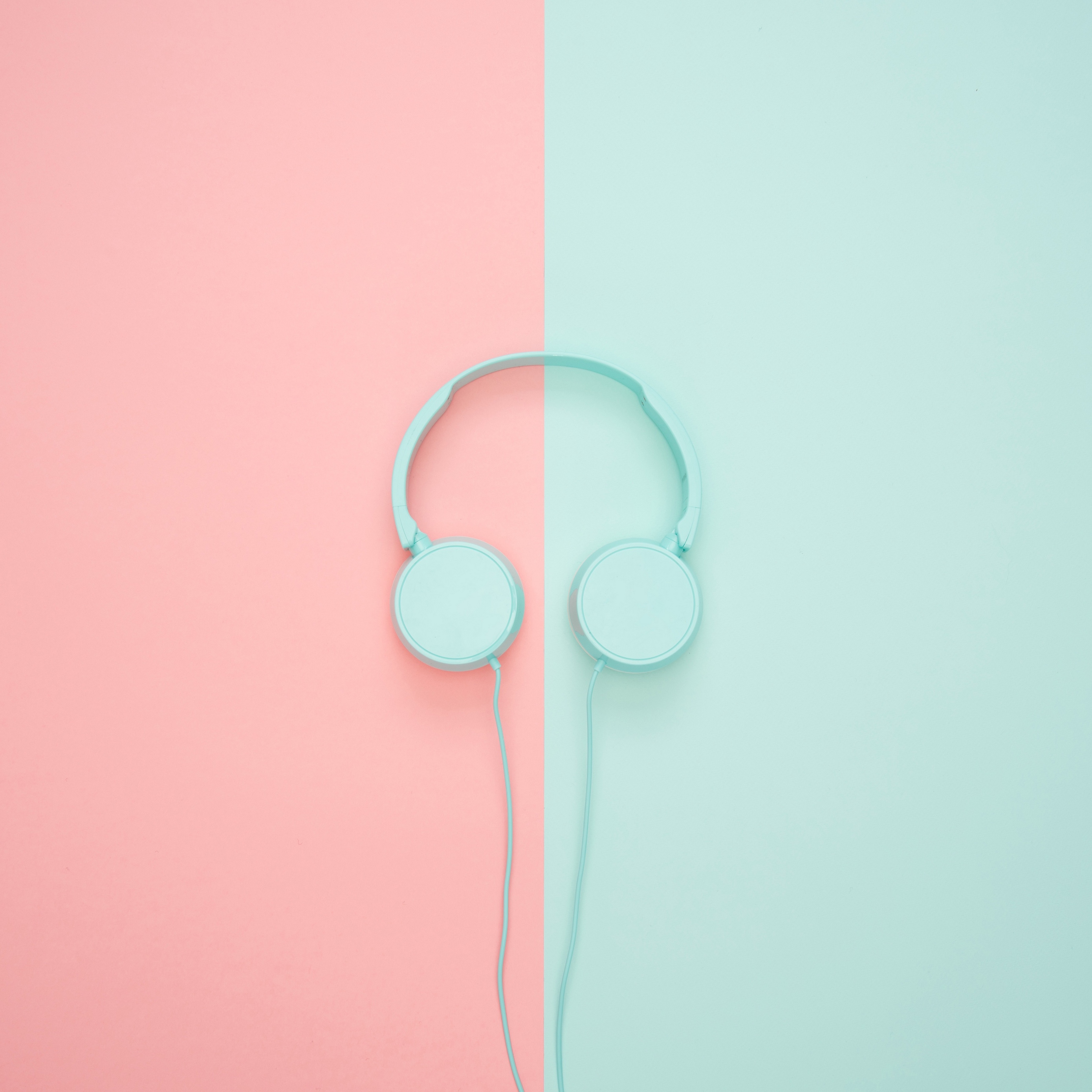 Download wallpaper 2780x2780 headphones, minimalism, pastel